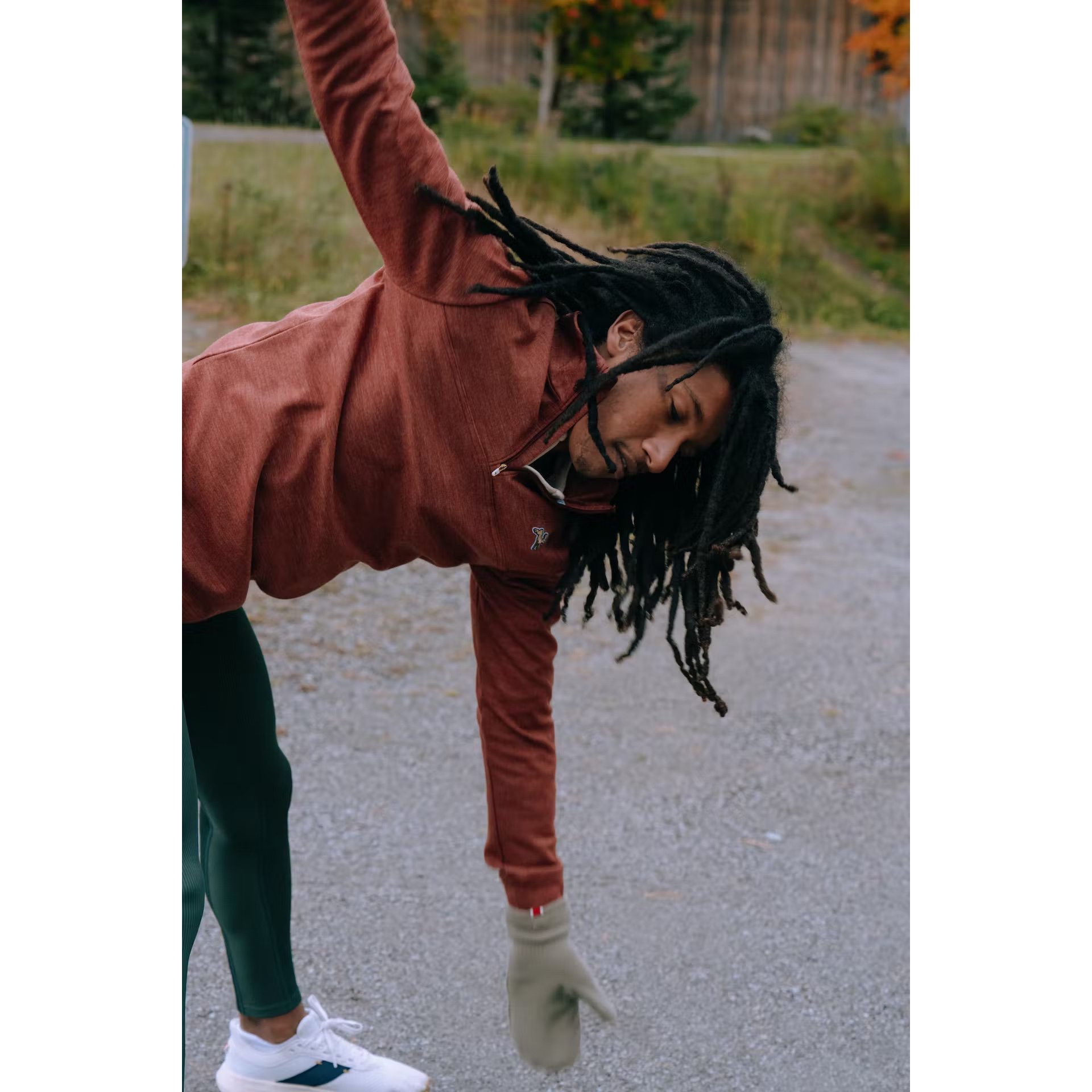 Tracksmith Downeaster Half Zip - Cherry Mahogany Heather
