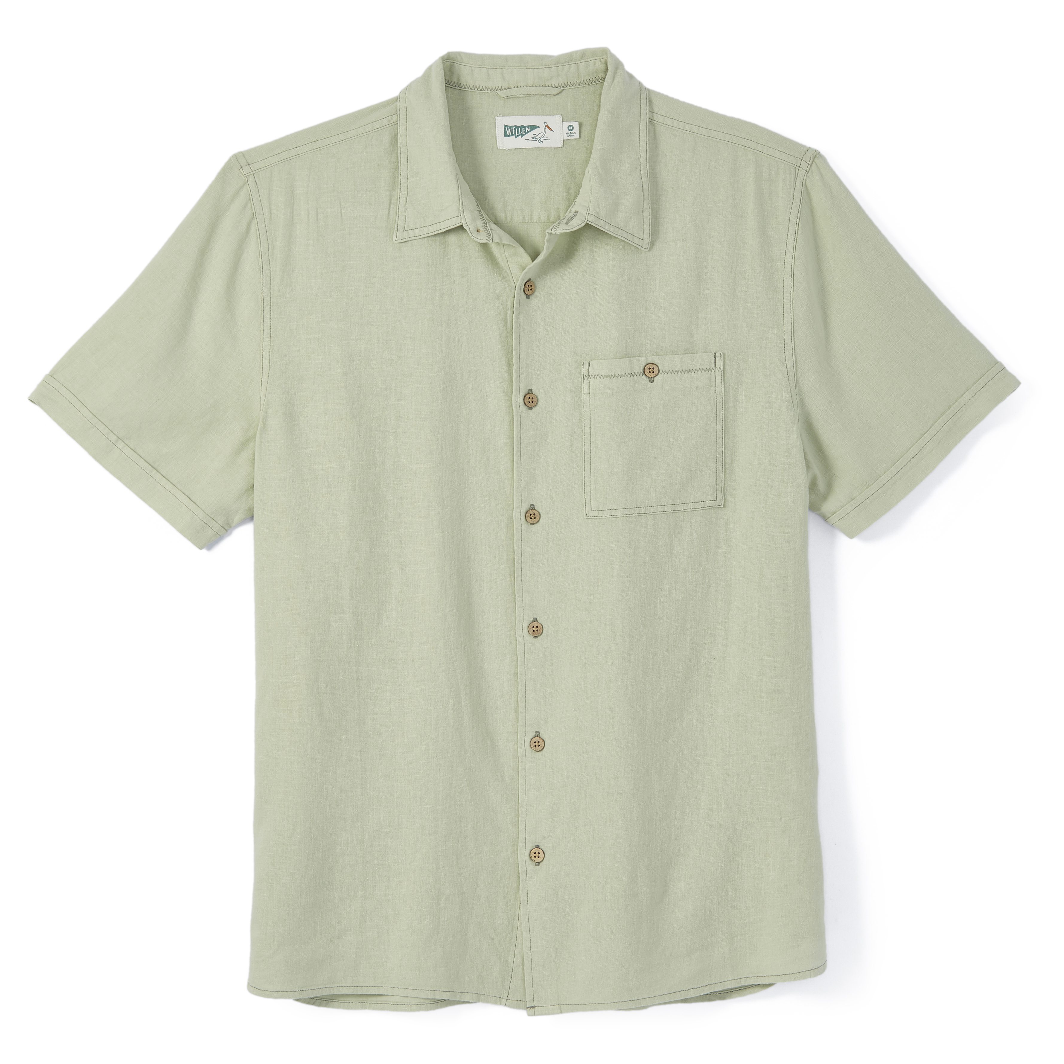 Wellen Easy Linen Short Sleeve Shirt - Dusty Olive | Short