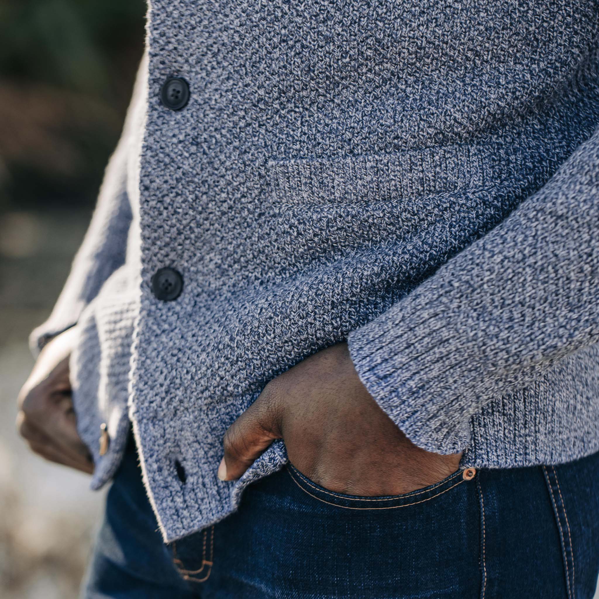 Taylor Stitch The Crawford Sweater - Blue Melange | Cardigan