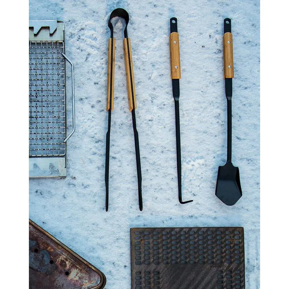 Snow Peak Fire Tool Set Pro - Black & Bamboo | Camping Gear