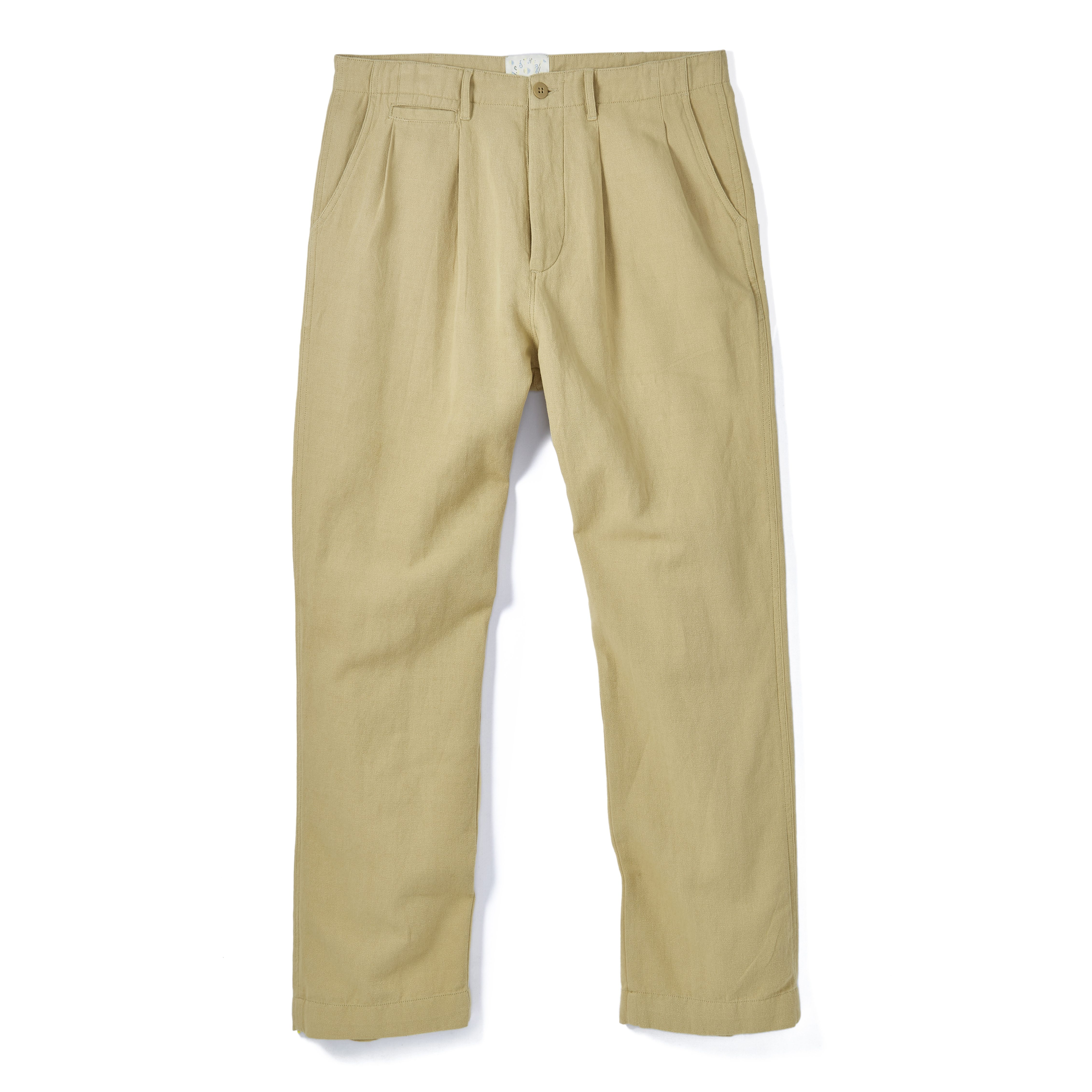 【YOURNUS】Woody Pleated Chino Pants Wythe New York Pleated Cotton Linen Chino - Camp Khaki