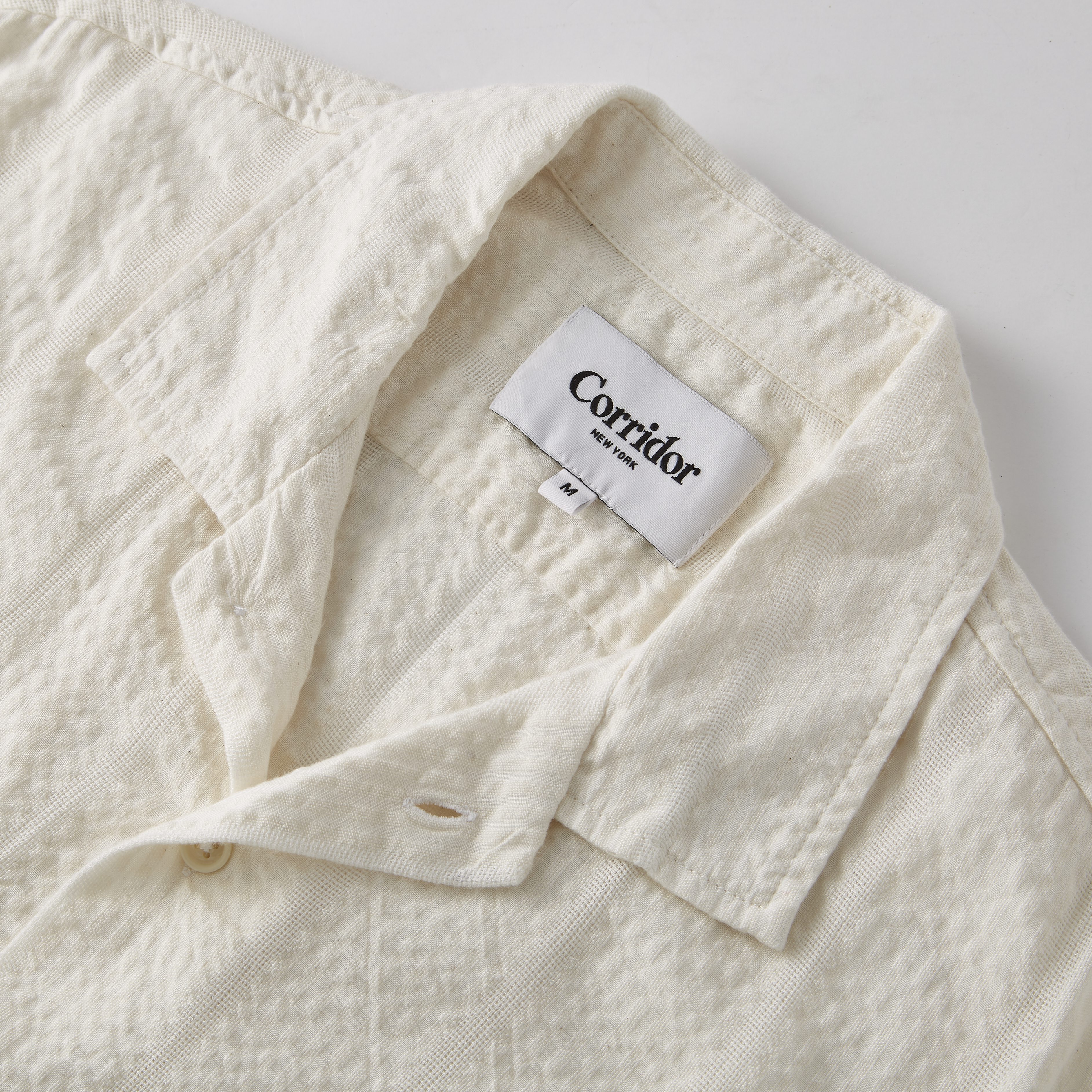 Corridor Striped Cotton Linen Seersucker Short Sleeve Shirt