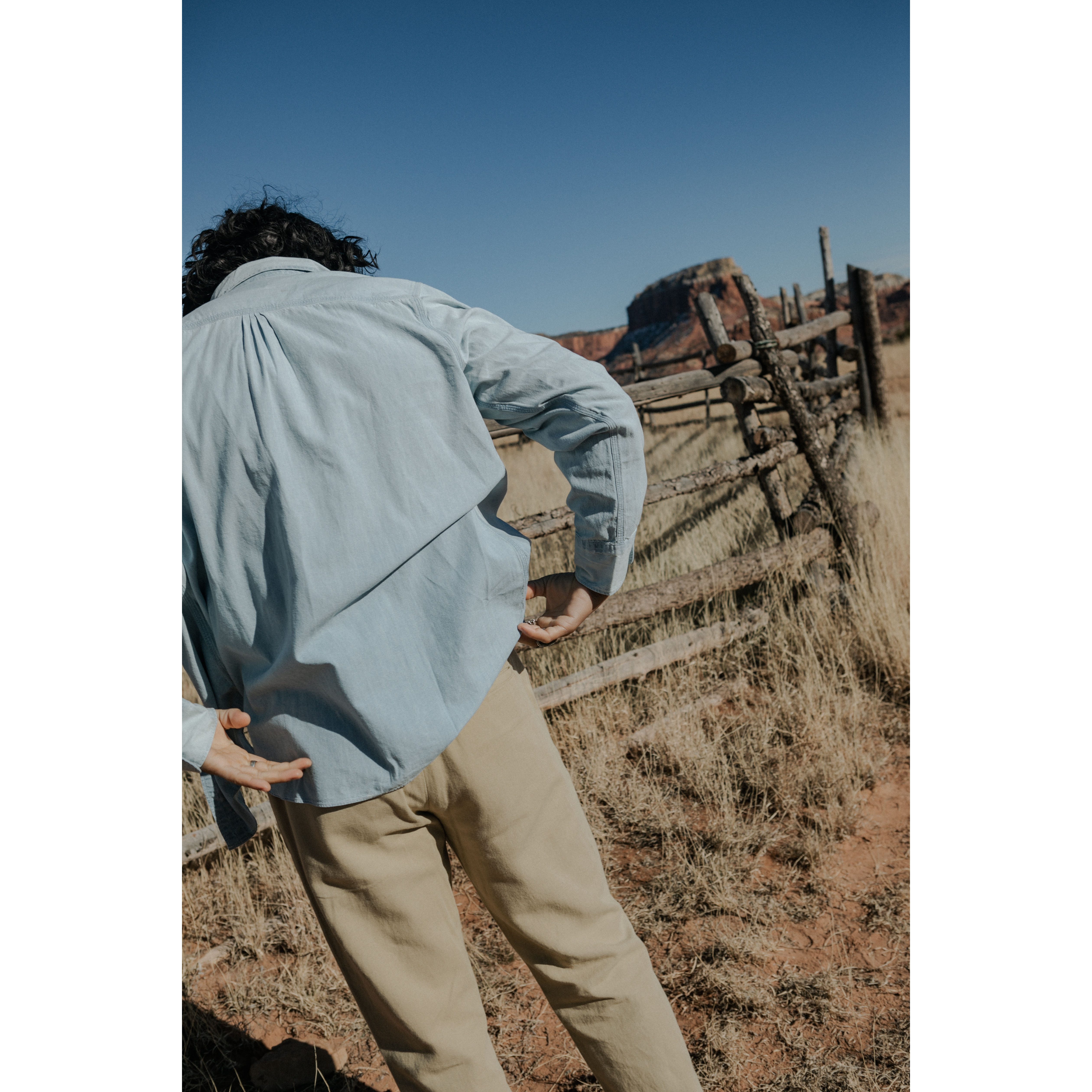Wythe New York Sunfaded Chambray Shirt - Distressed Indigo