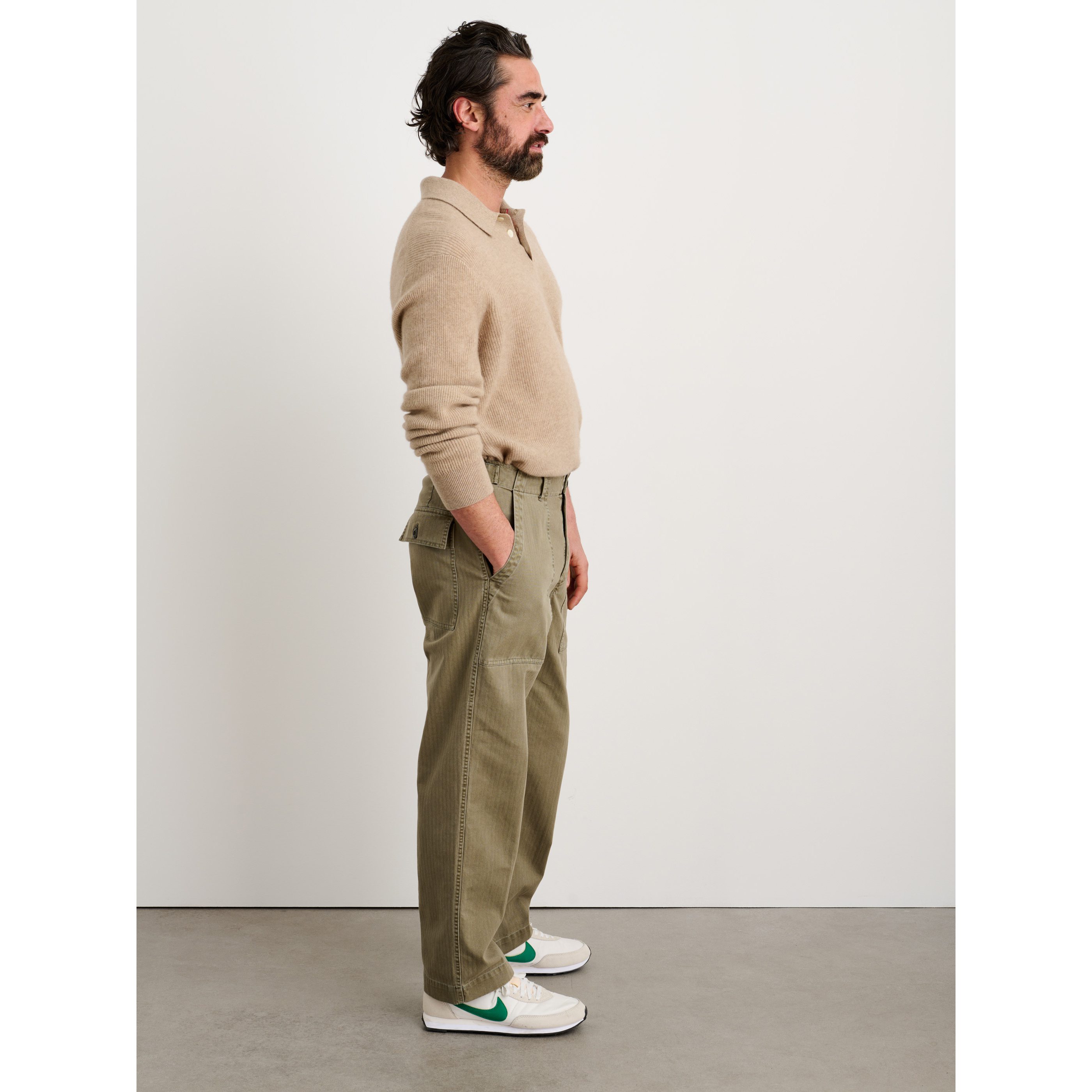 Alex Mill Recycled Cotton Herringbone Field Pant - Vintage Olive