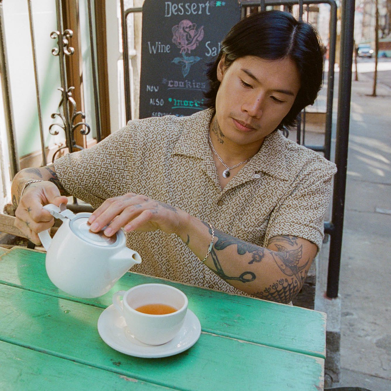 3sixteen Vacation Shirt - Nutmeg/Natural Maze Jacquard | Short