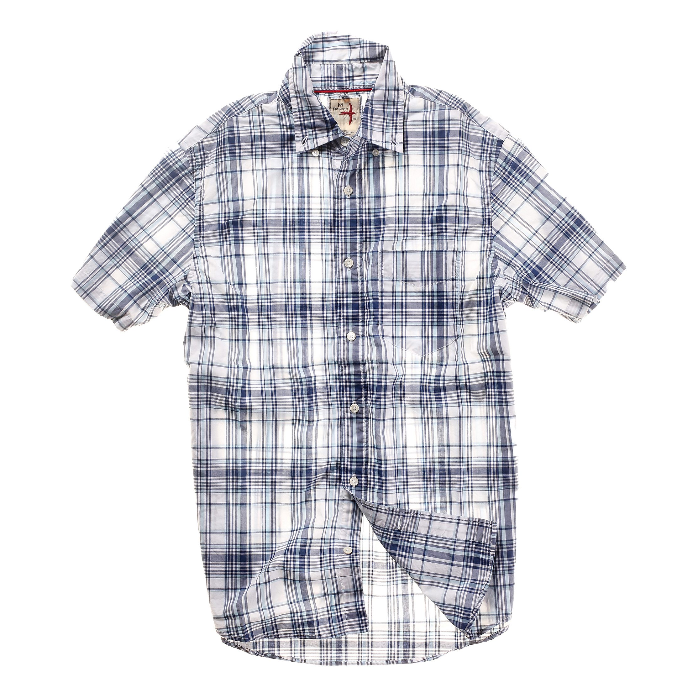 Relwen Broadcloth Short Sleeve Shirt - White/blue Madras | Short