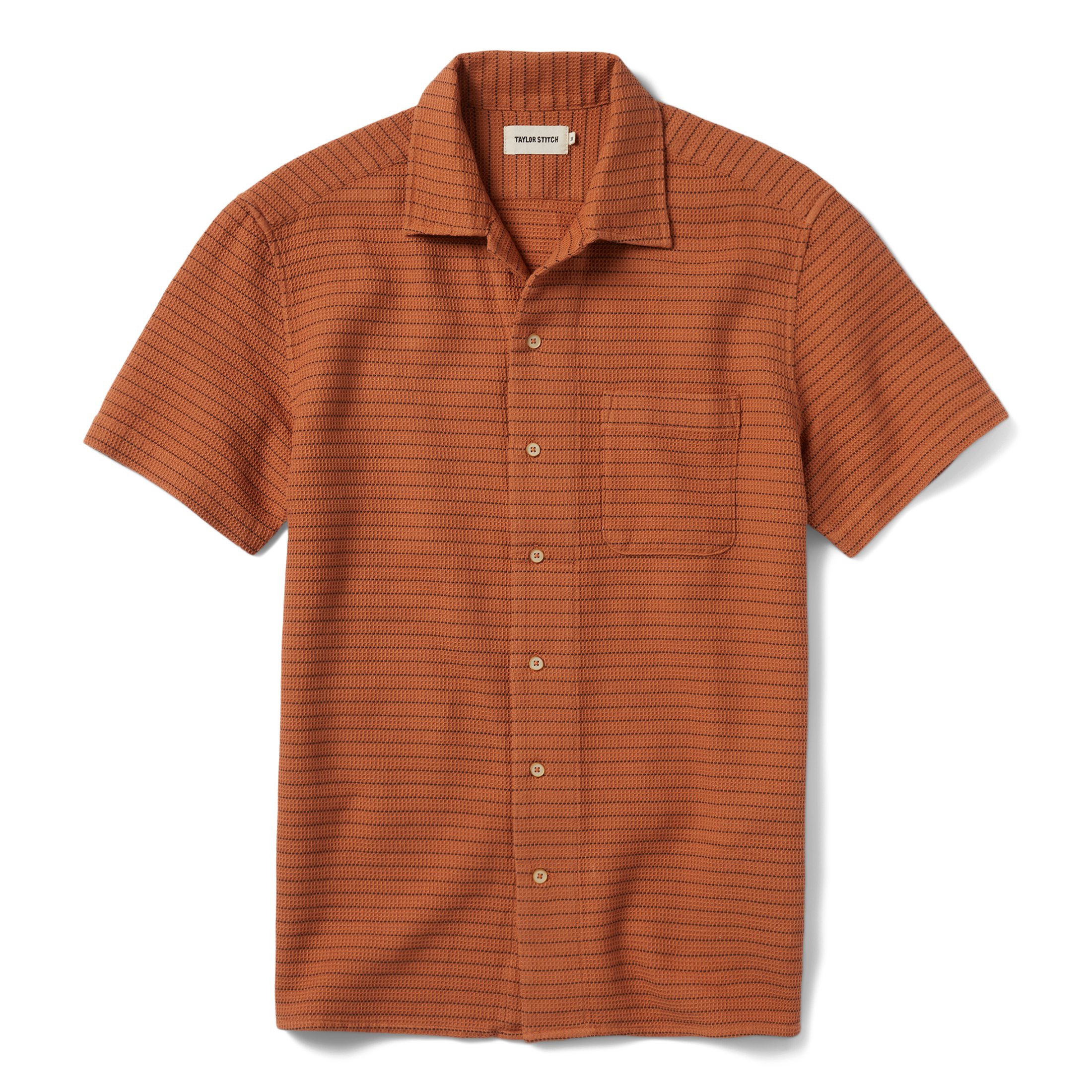 Taylor Stitch The Hawthorne Short Sleeve Shirt - Rust Pickstitch Waffle