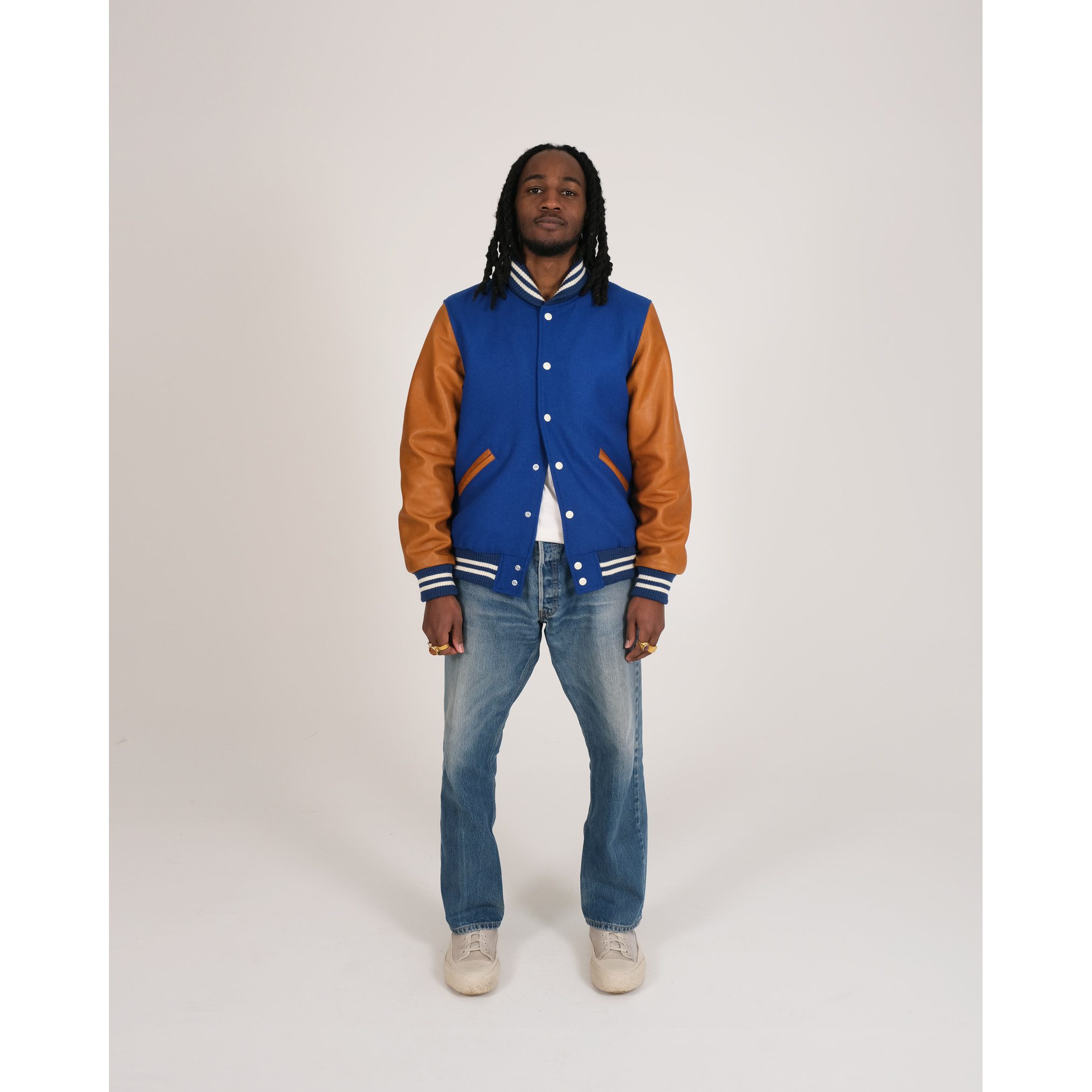 Dehen 1920 Varsity Jacket - Royal/Rust | Leather Jackets