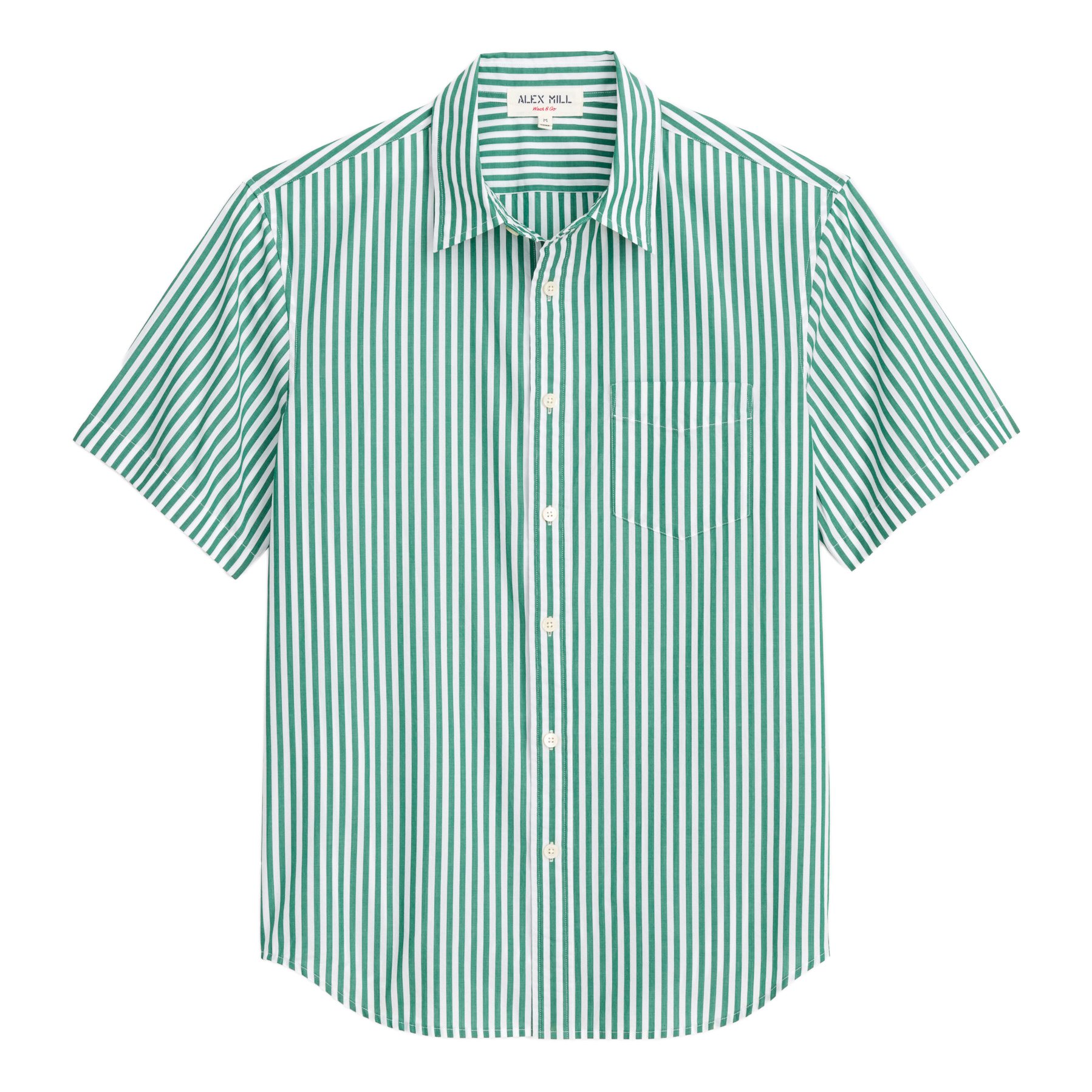 Alex Mill Short Sleeve Stripe Mill Shirt - Green/White