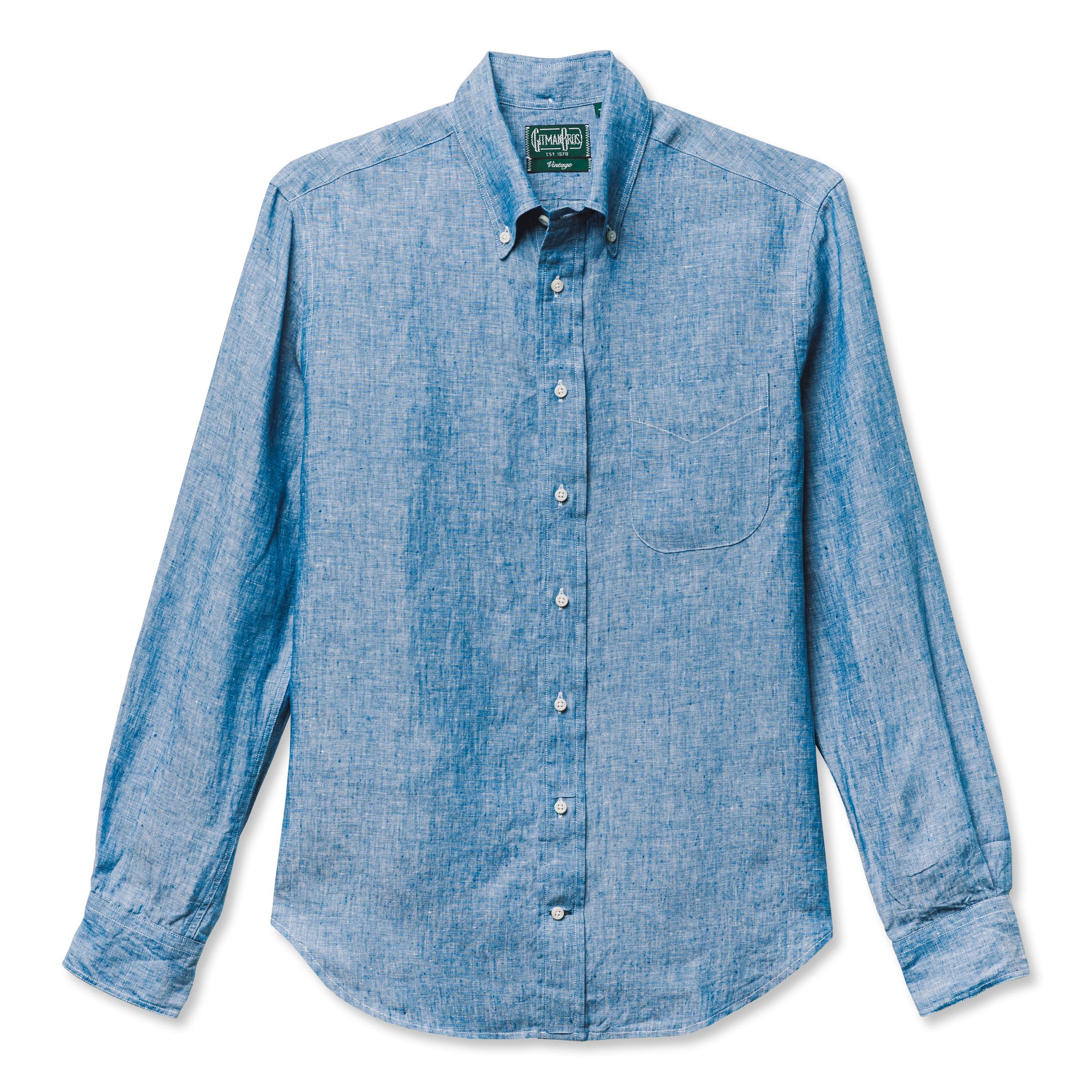 トップス vintage chambray shirt Men's Vintage Chambray Short Sleeve Work Shirt - Blue