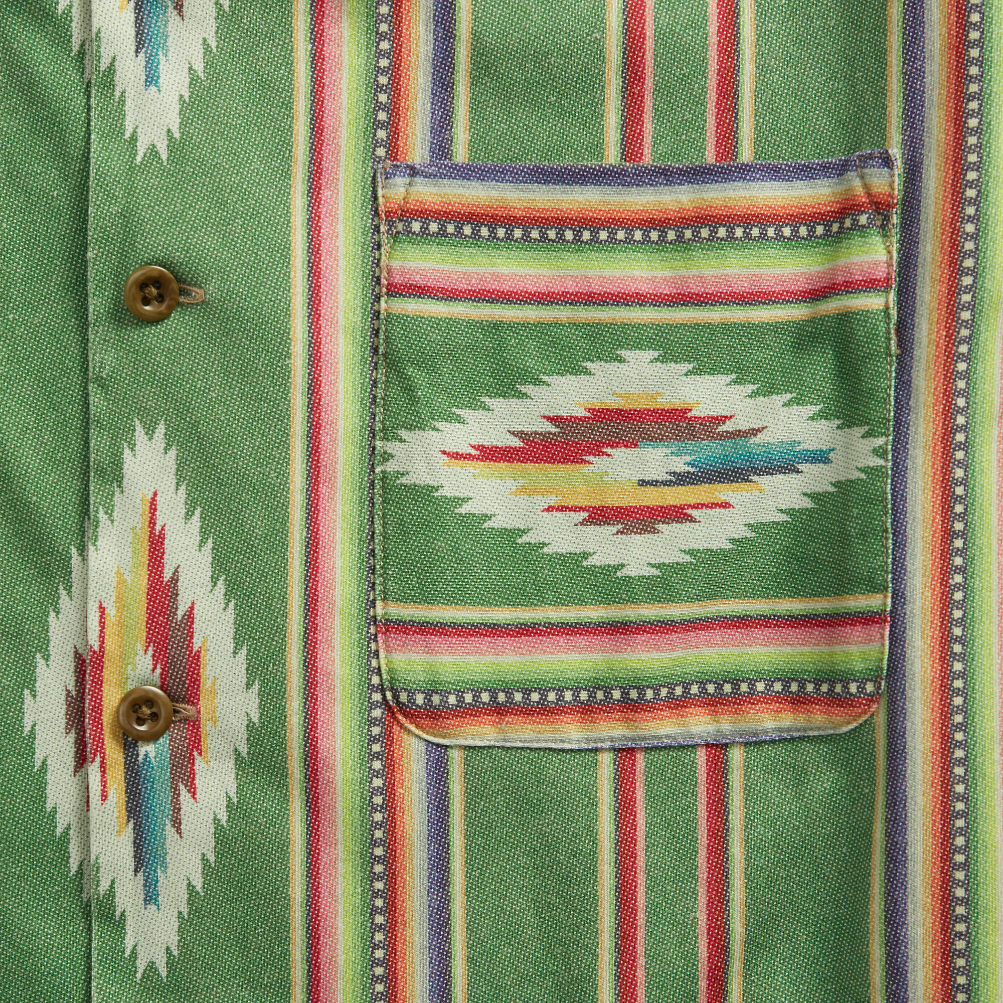RRL Serape Camp Shirt - Green/Red | Short Sleeve Shirts | Huckberry