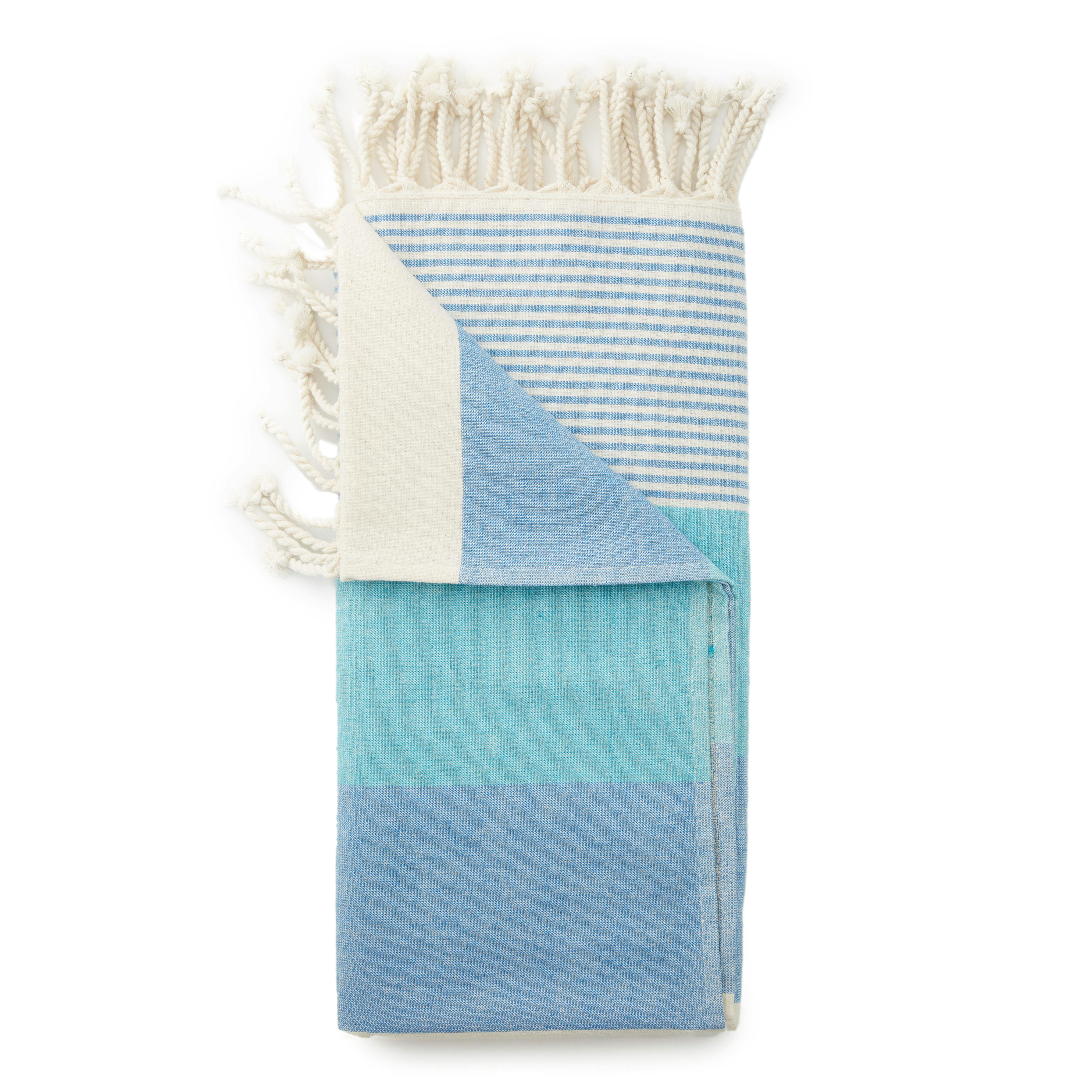Turkish Towels Mediterranean Terry Beach Towel - Turquoise/Blue, Bath &  Grooming