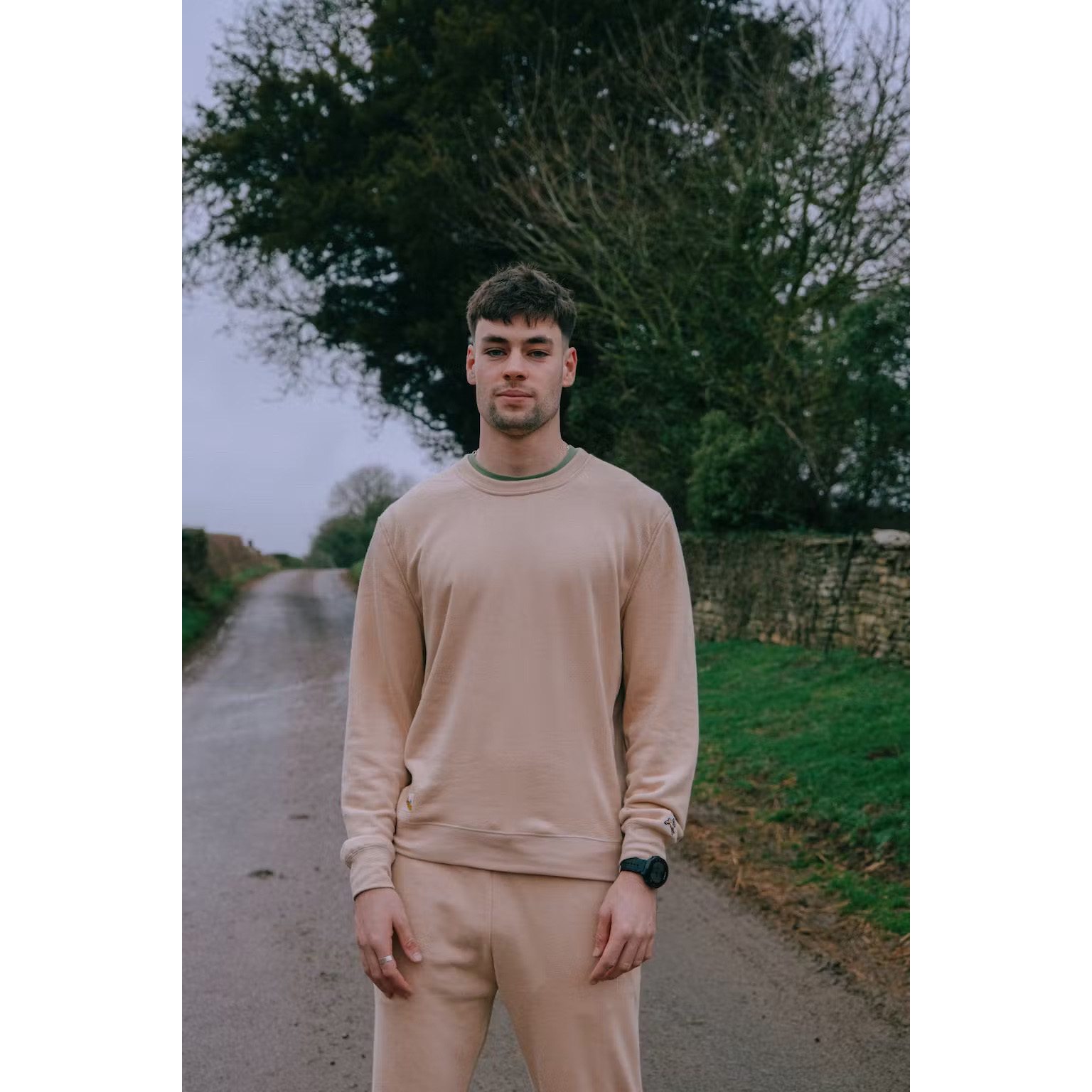 Tracksmith Trackhouse French Terry Midweight Crew - Latte