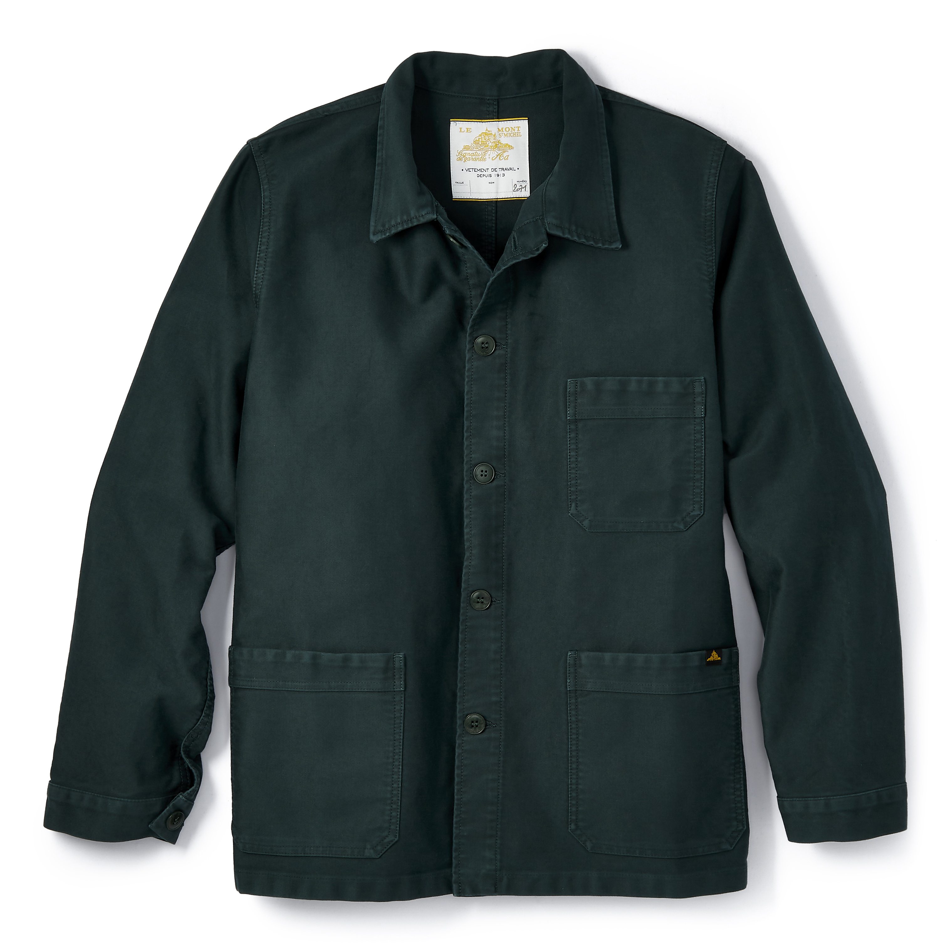 Le Mont St Michel French Moleskin Work Jacket - Forest | Chore