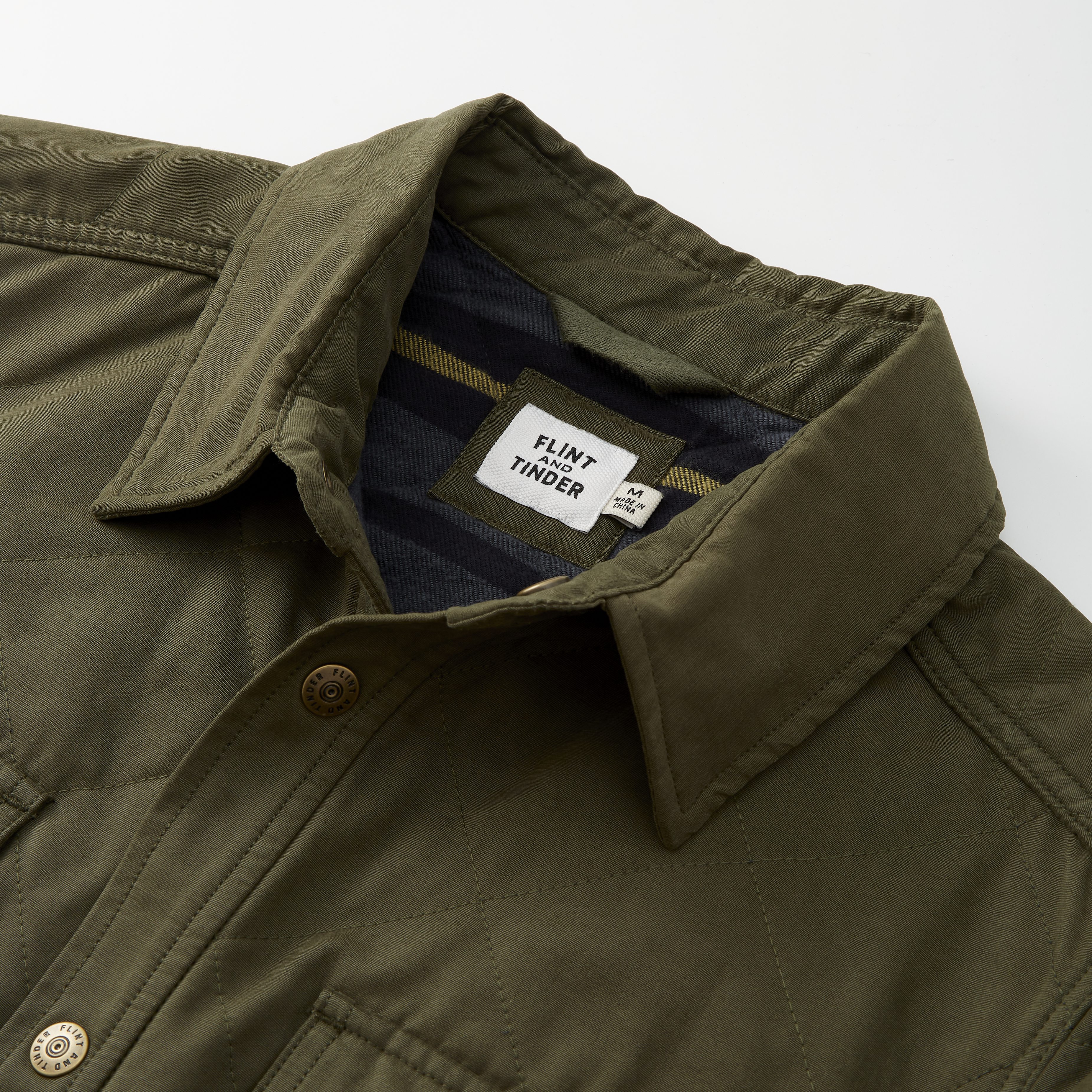 PWA QUILTED PUFFY SHIRT オリーブ Flint and Tinder Quilted Nylon Shirt Jacket - Olive | Shirt