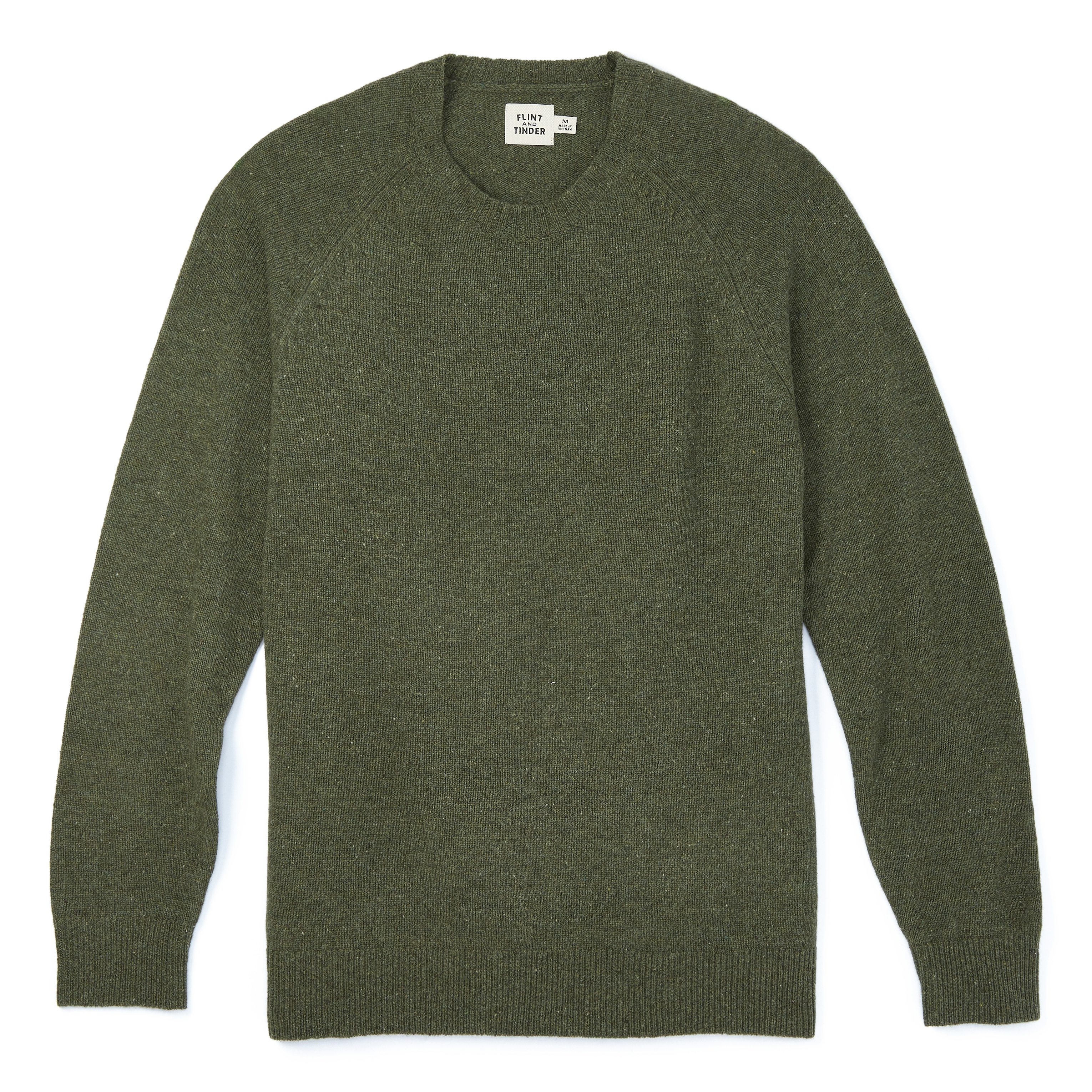 Flint and Tinder Speckled Merino Wool Crewneck Sweater - Olive