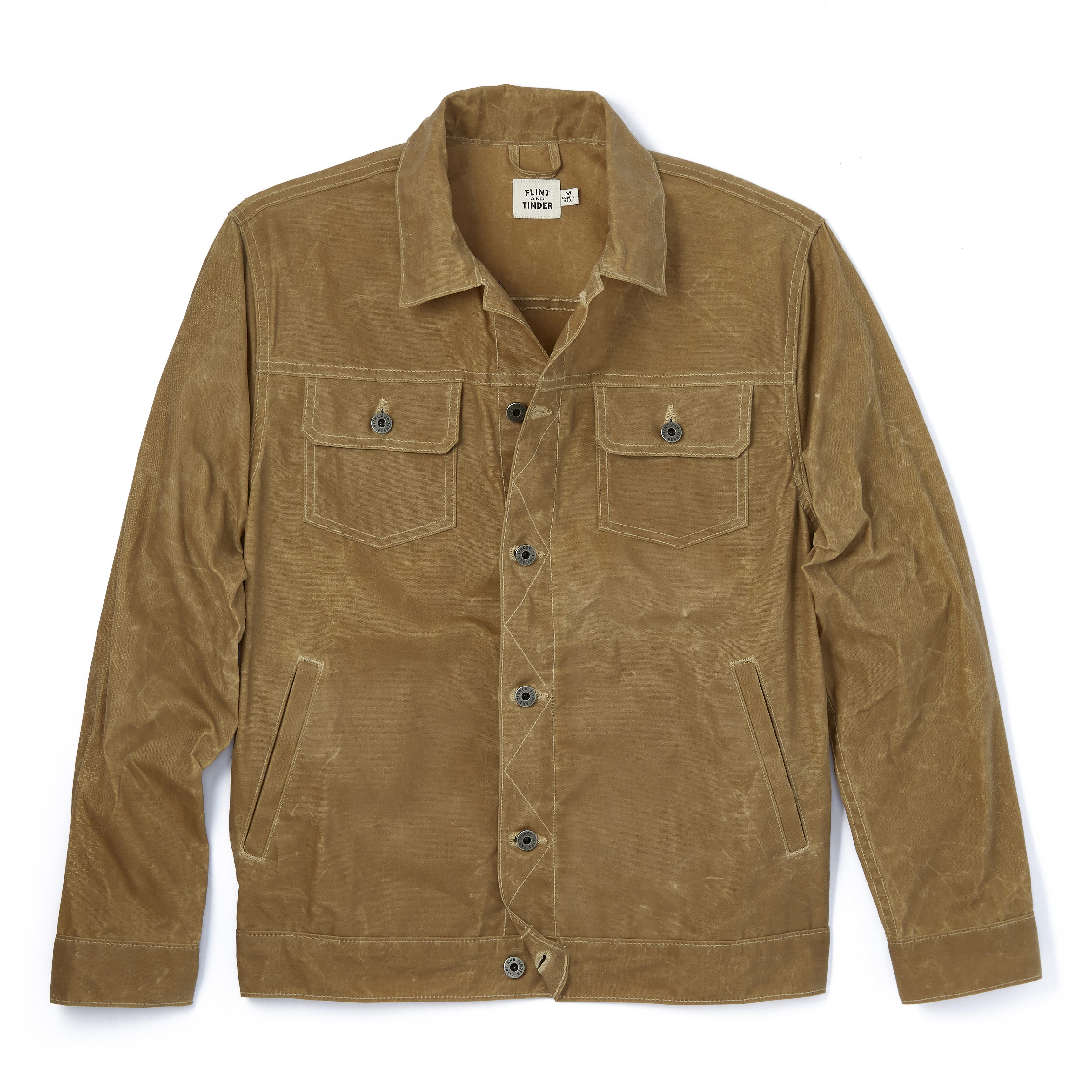 Flint and Tinder Unlined Waxed Trucker Jacket - Field Tan
