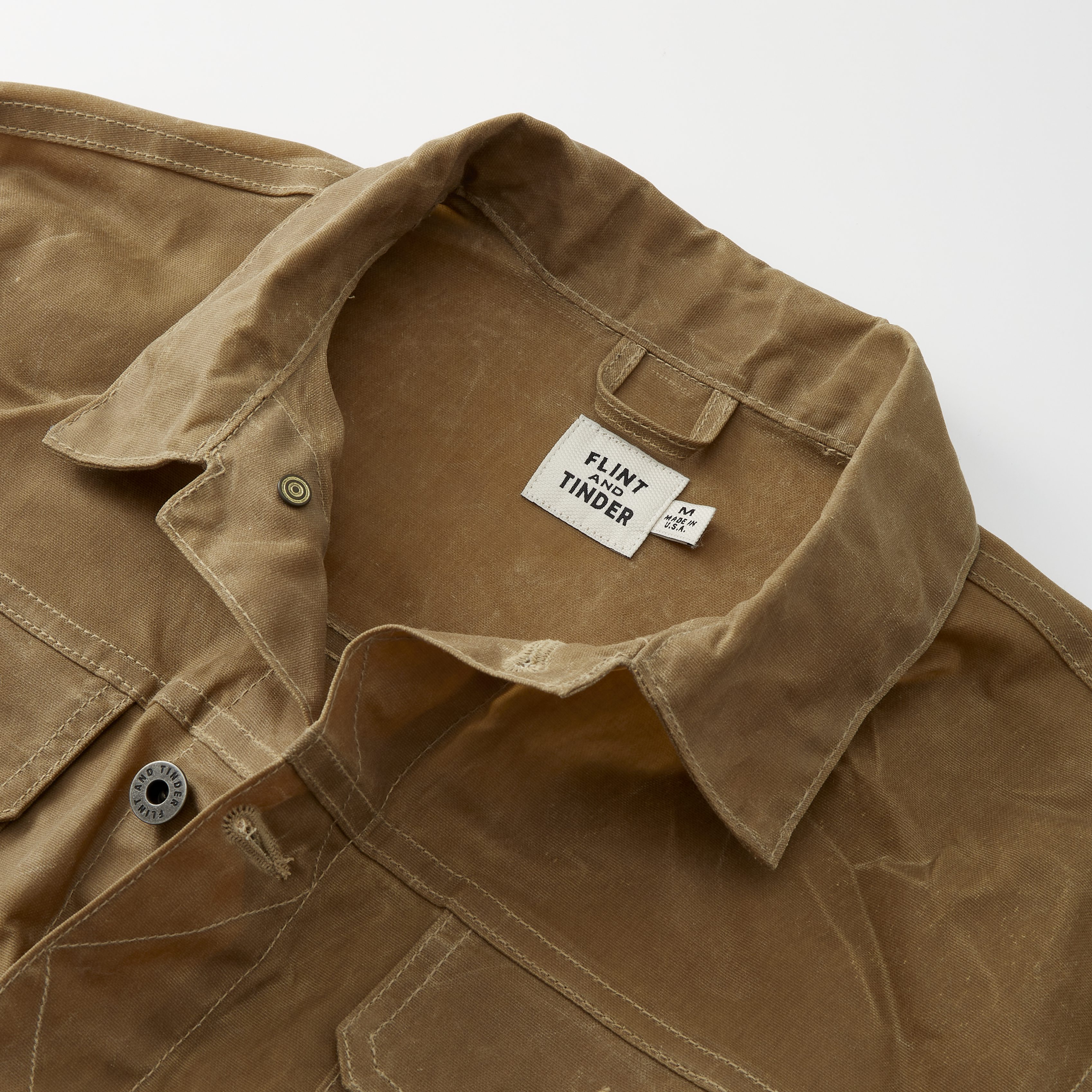 Flint and Tinder Unlined Waxed Trucker Jacket - Field Tan