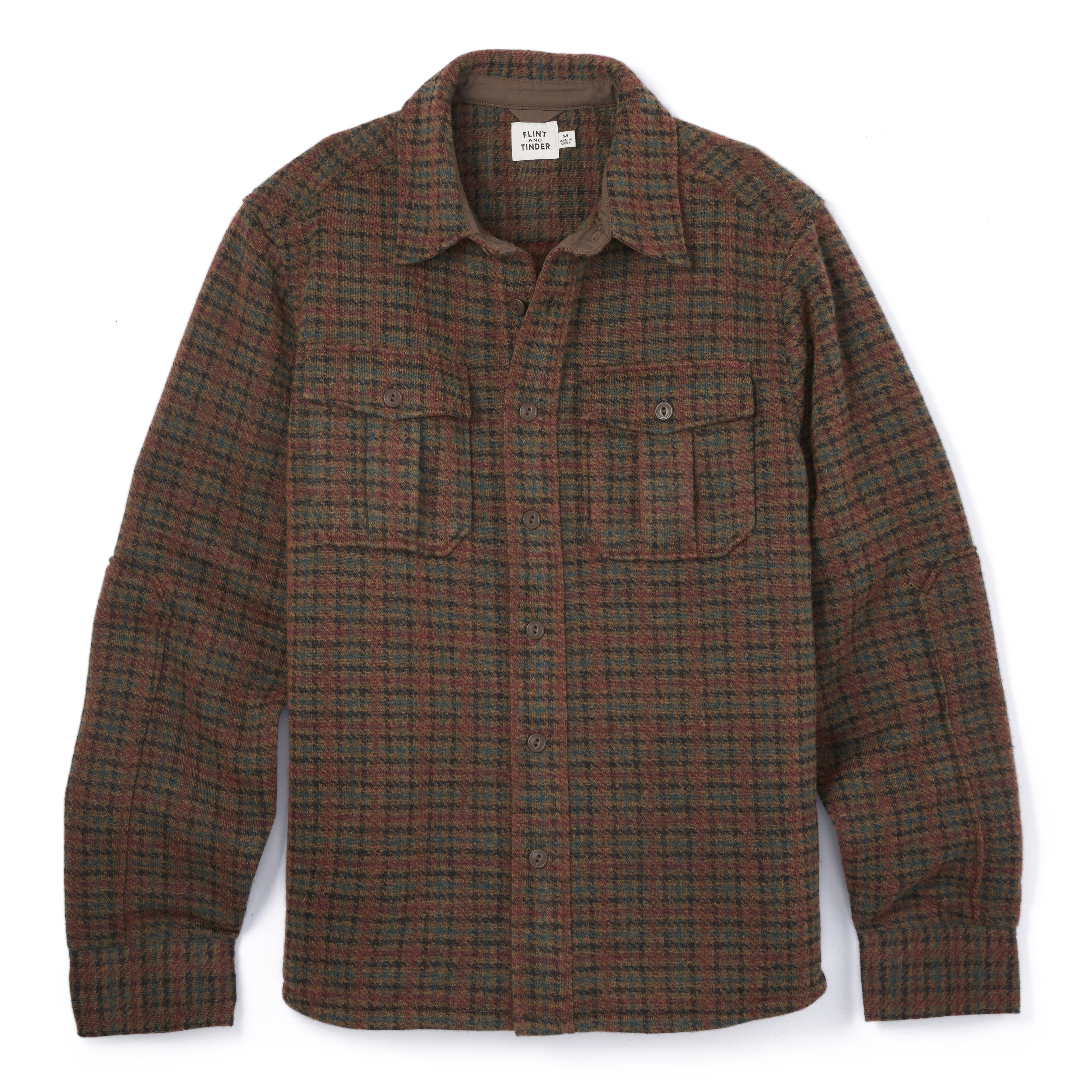 Flint and Tinder Felted Wool Overshirt - Bourbon Shepards Check