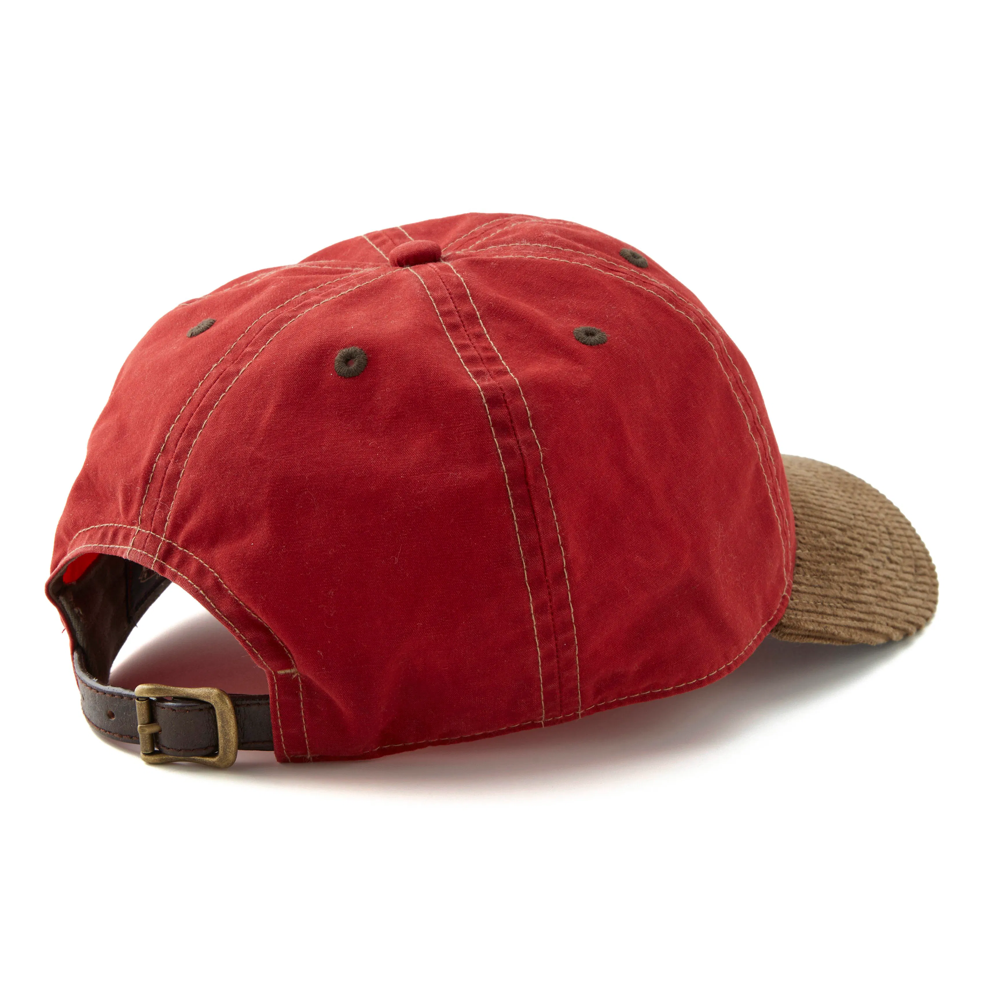 RRL Oil Cloth Ballcap Hat With Corduroy Brim - Red/Tan | Baseball 