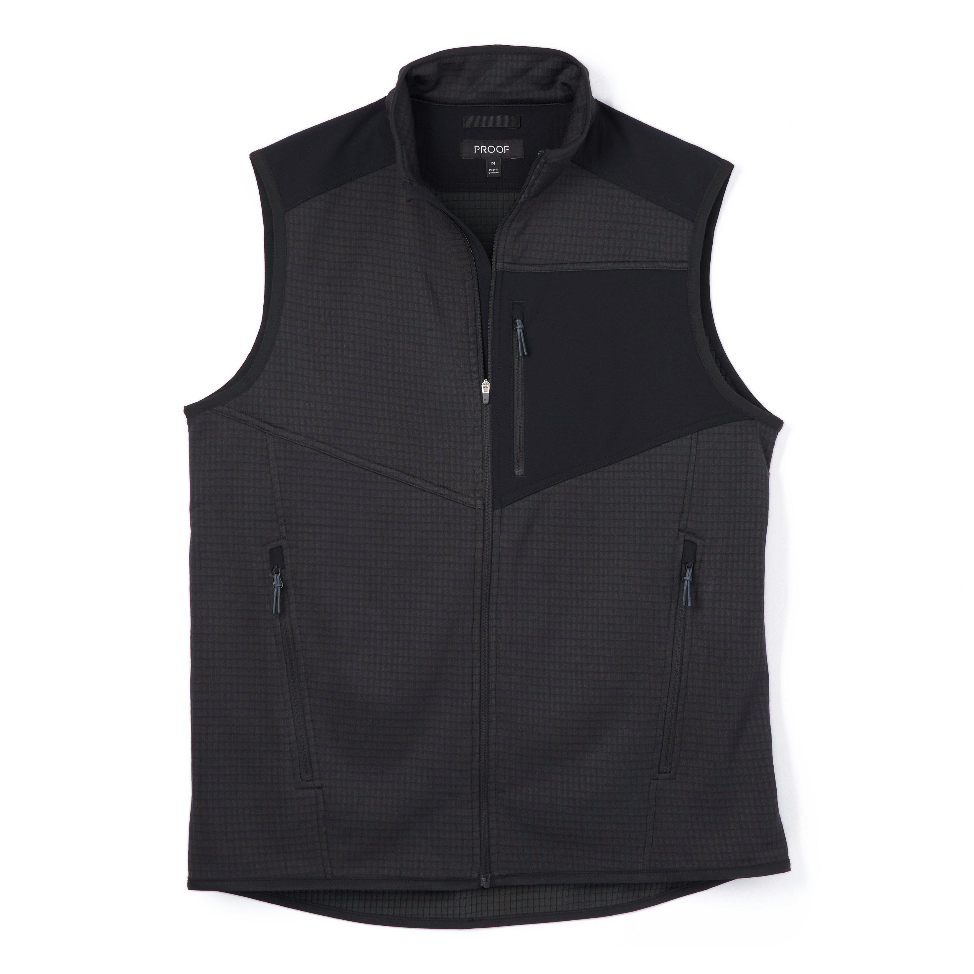 Proof Trail Grid Fleece Full Zip Vest - Black, Vests