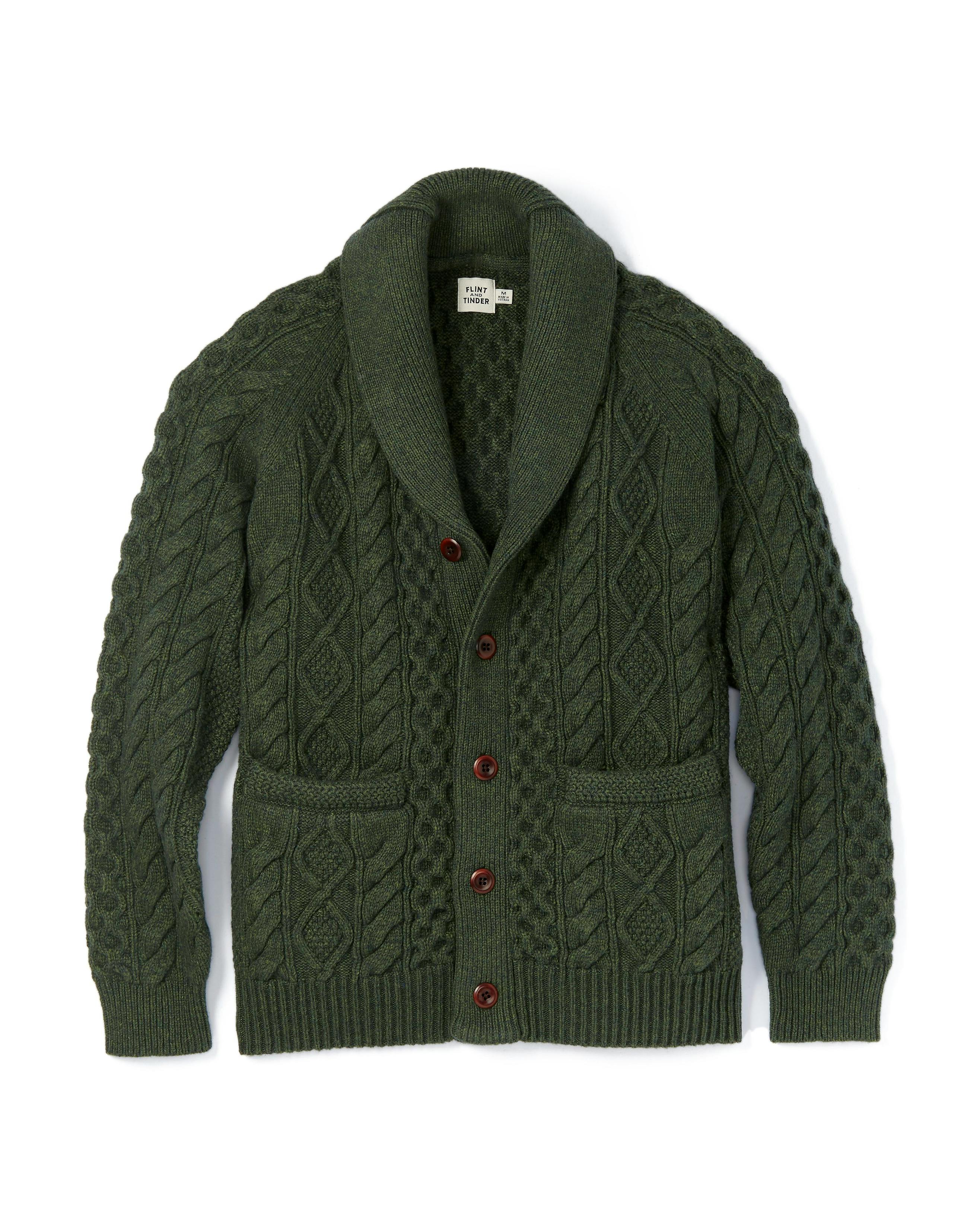 Cable Knit Sweater Mens Waffle Knit Cardigan Men's Light Brown