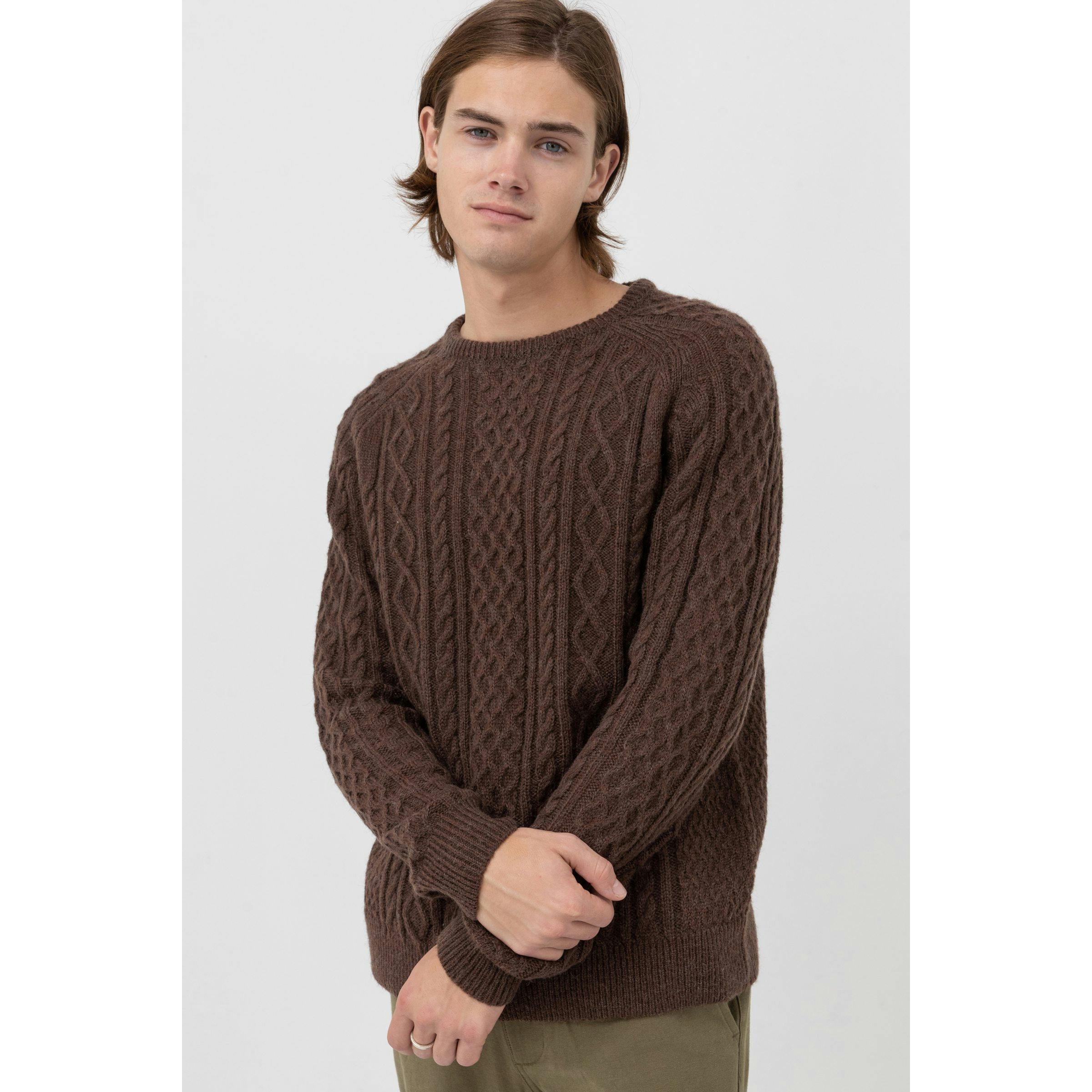 Rhythm Mohair Fisherman Knit Sweater - Brown
