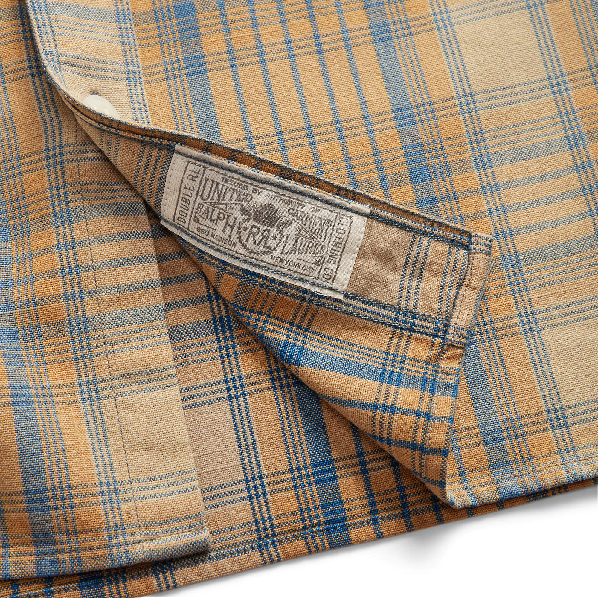 RRL Canvas Plaid Farrell Workshirt - Yellow Multi | Long Sleeve