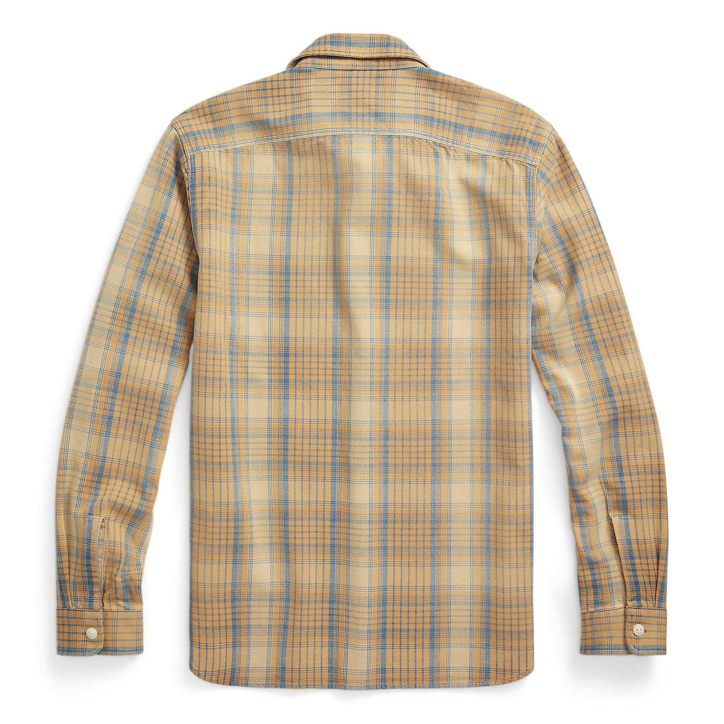 Vintage 100% Cotton Blue/Yellow Plaid Medium Long Sleeve Shirt