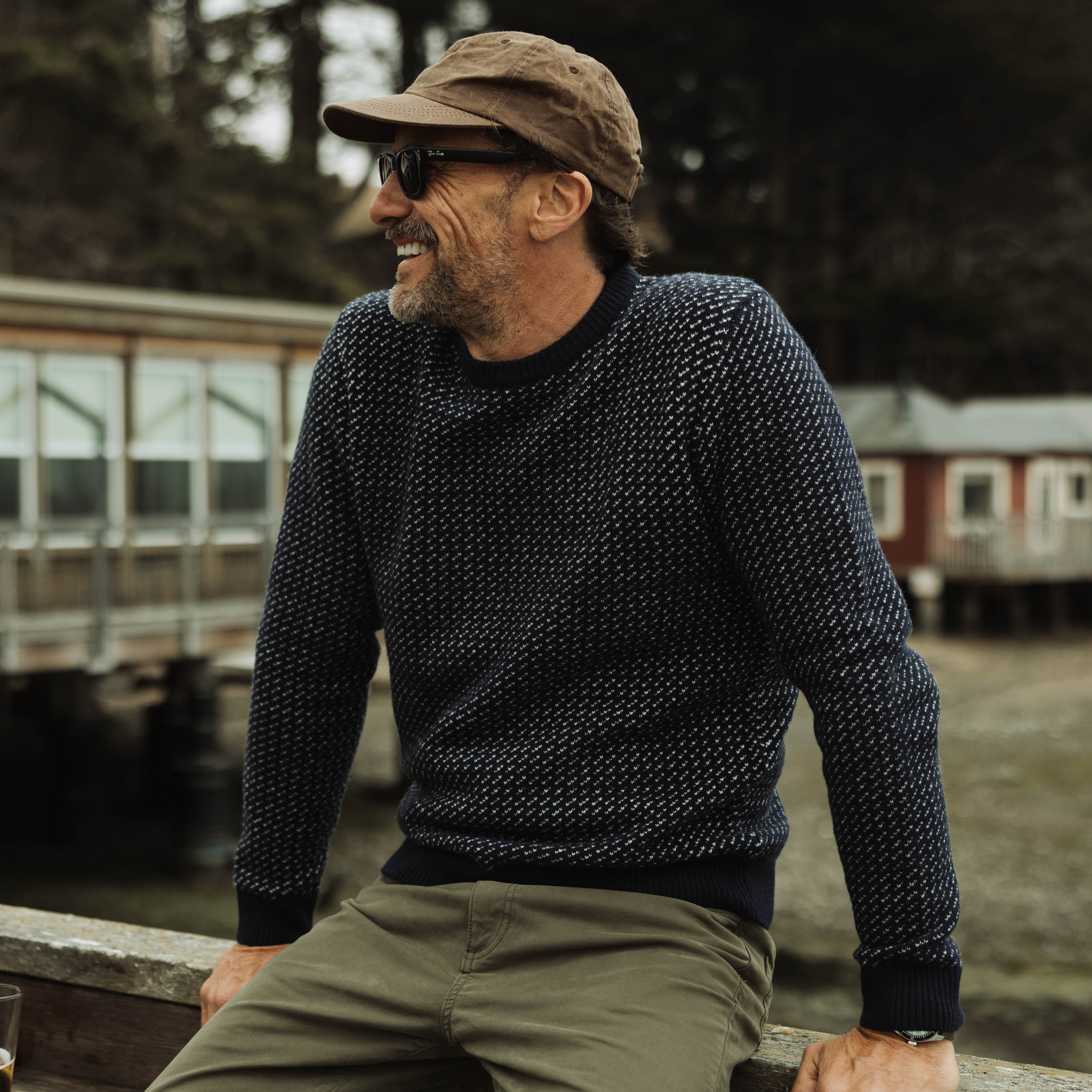 Flint and Tinder Nordic Merino Wool Crewneck Sweater - Navy Alpine