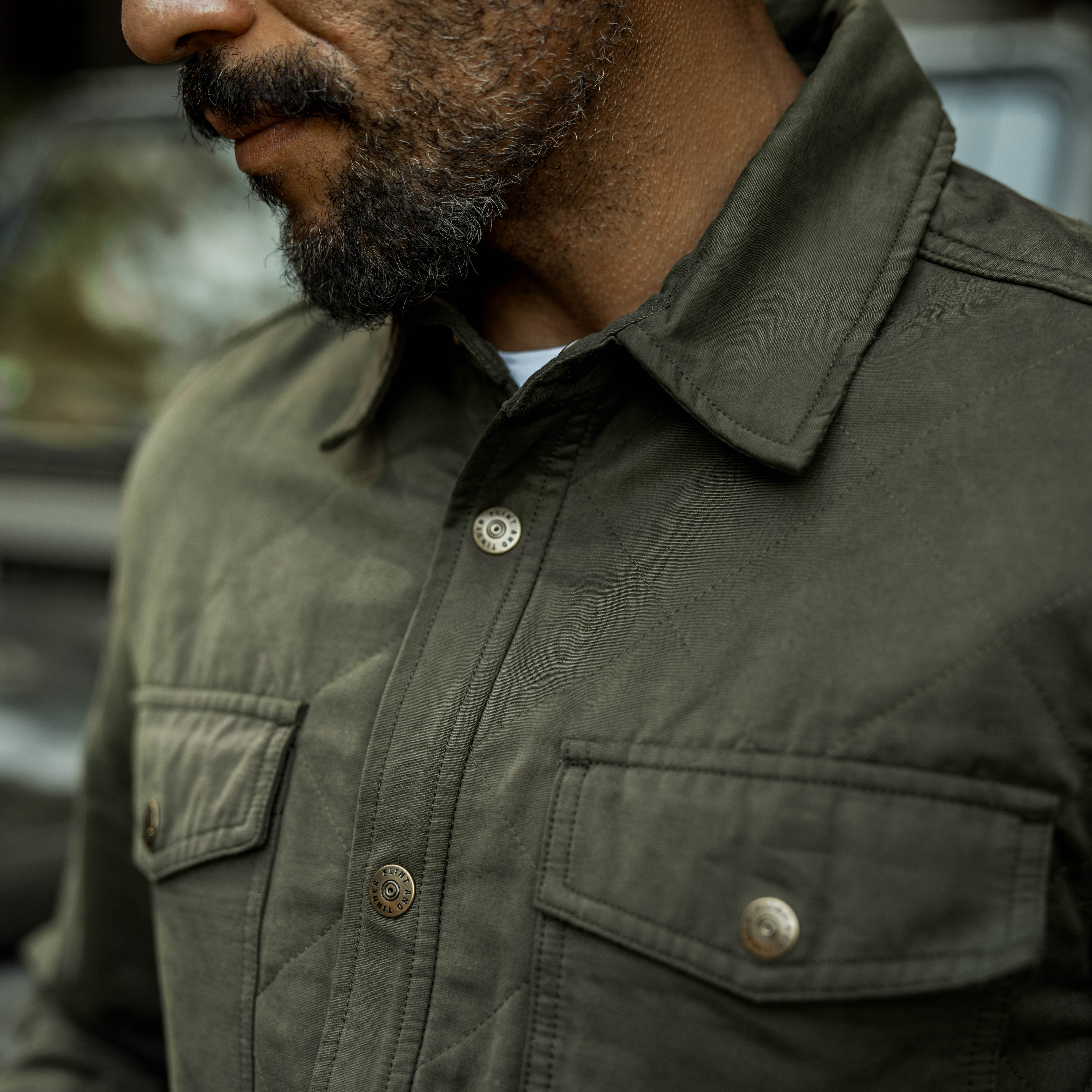 Flint and Tinder Quilted Nylon Shirt Jacket - Olive | Shirt