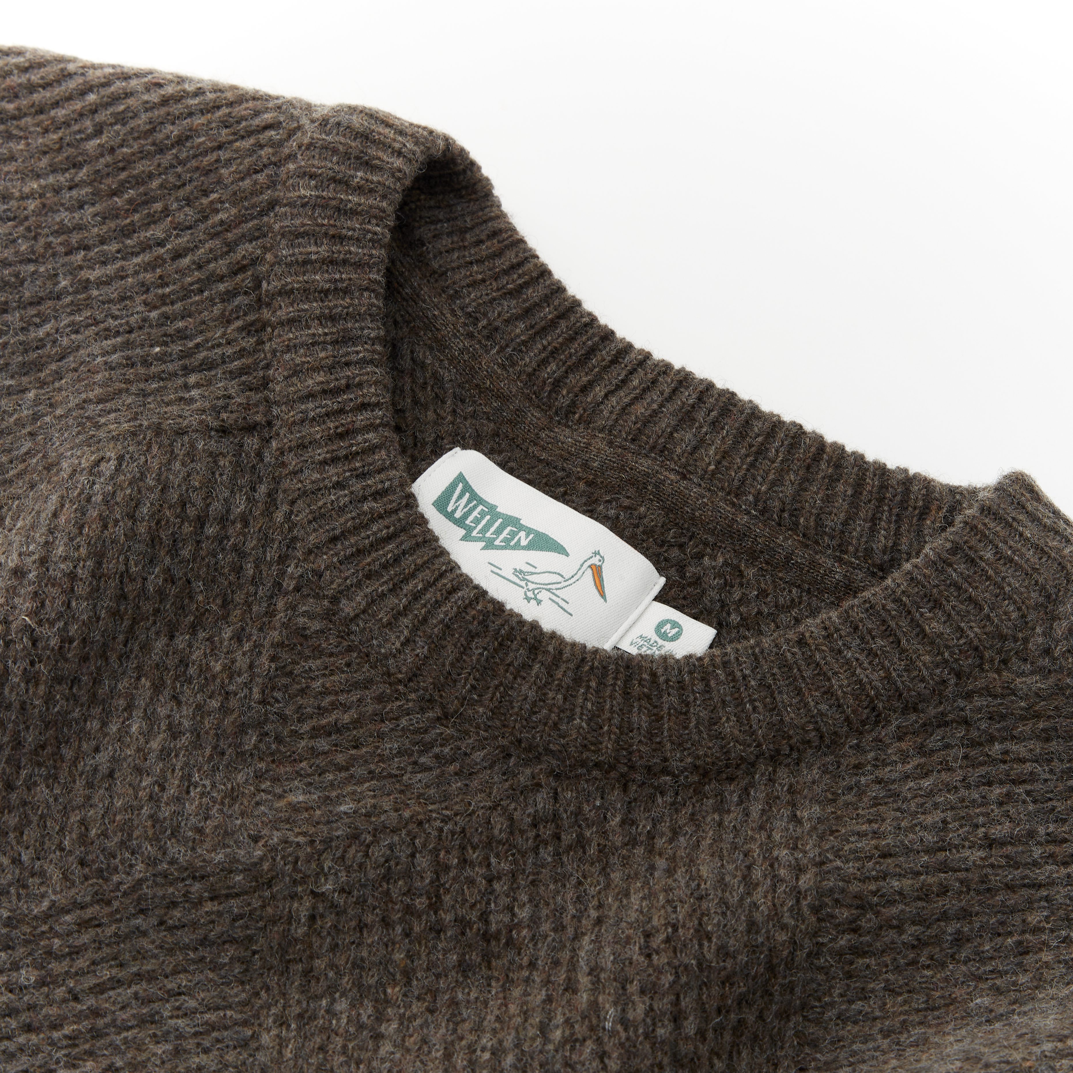 Wellen Recycled Wool Diamond Crewneck Sweater - Otter | Crew Neck