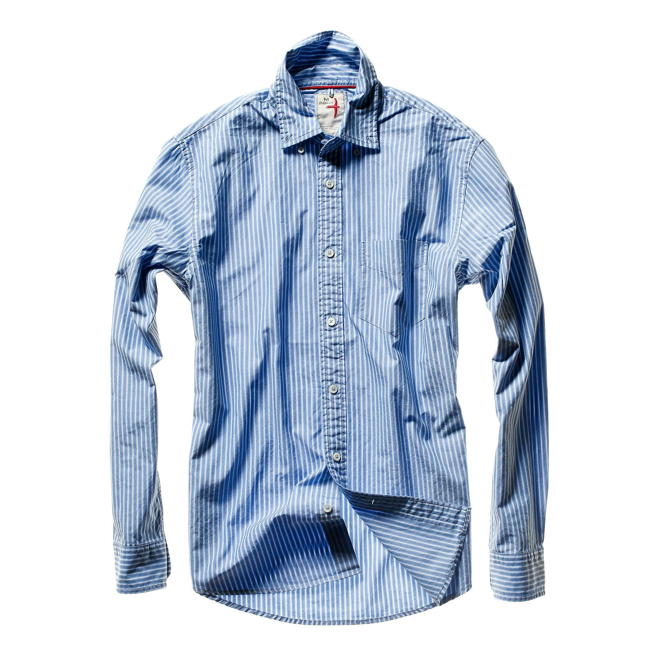 Relwen Highland Blues Long Sleeve Shirt - Blue/White Stripe