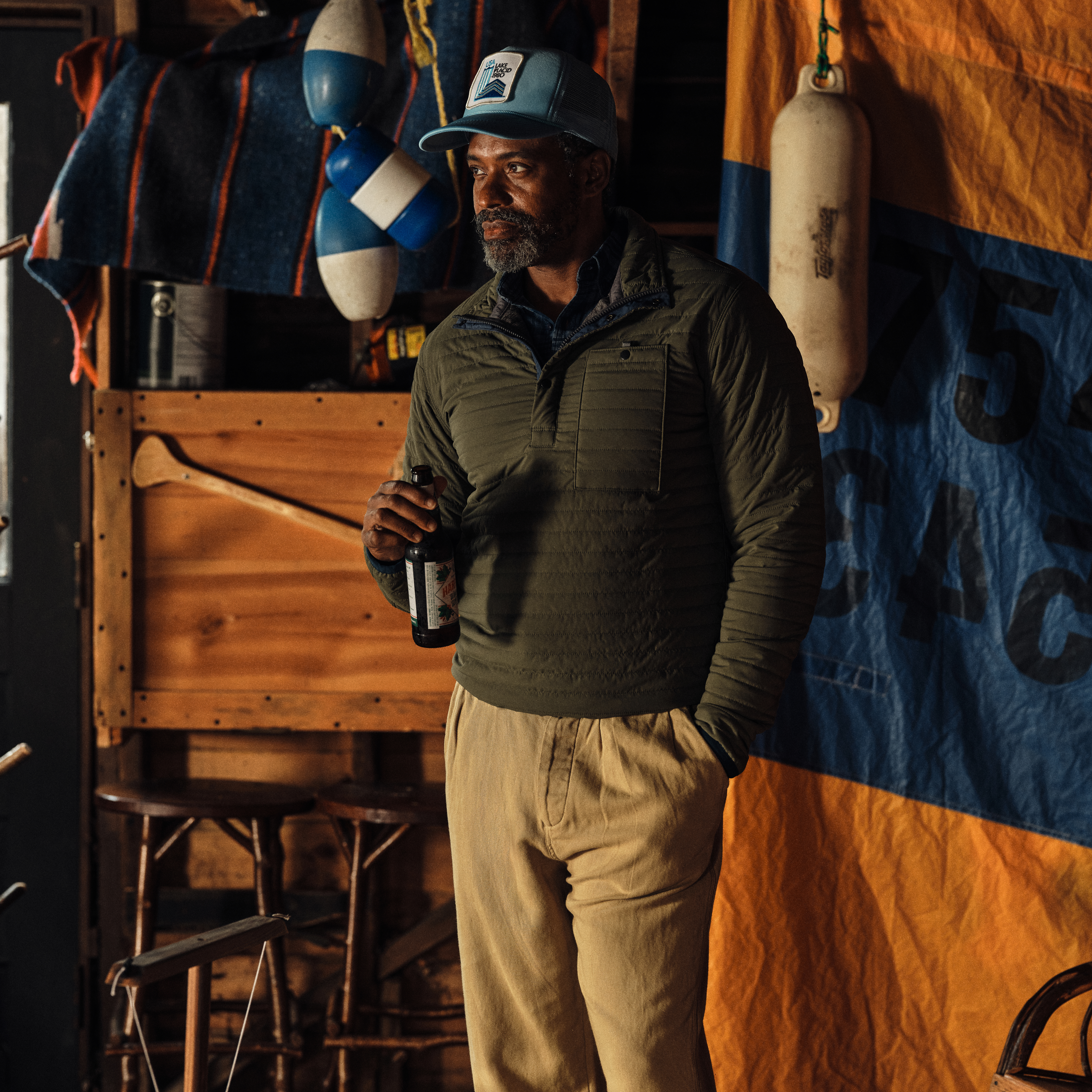 Relwen Windzip Popover - Bright Olive | Quilted Jackets | Huckberry