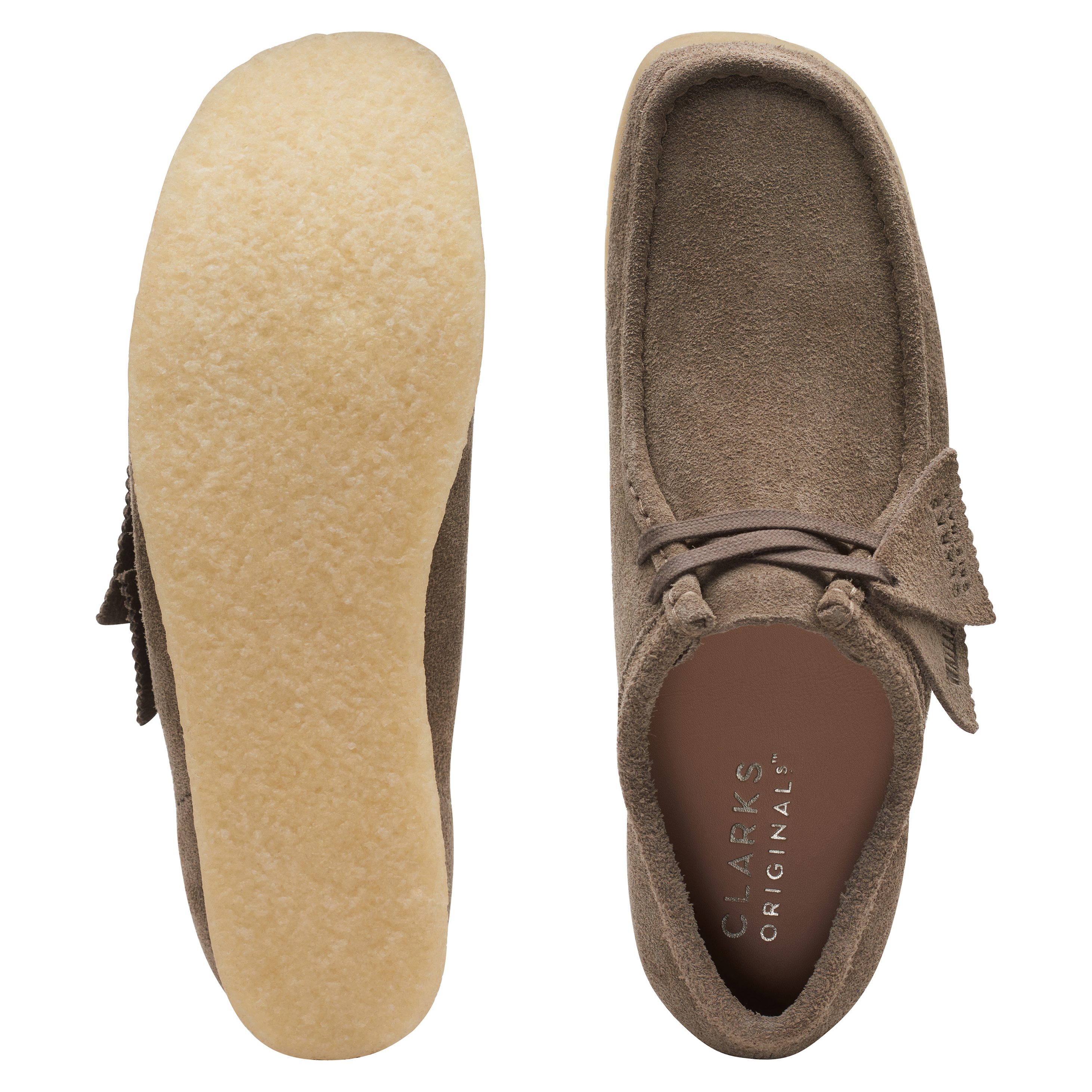 Clarks Wallabee Low Moc Toe Chukka Boot - Dark Grey Suede