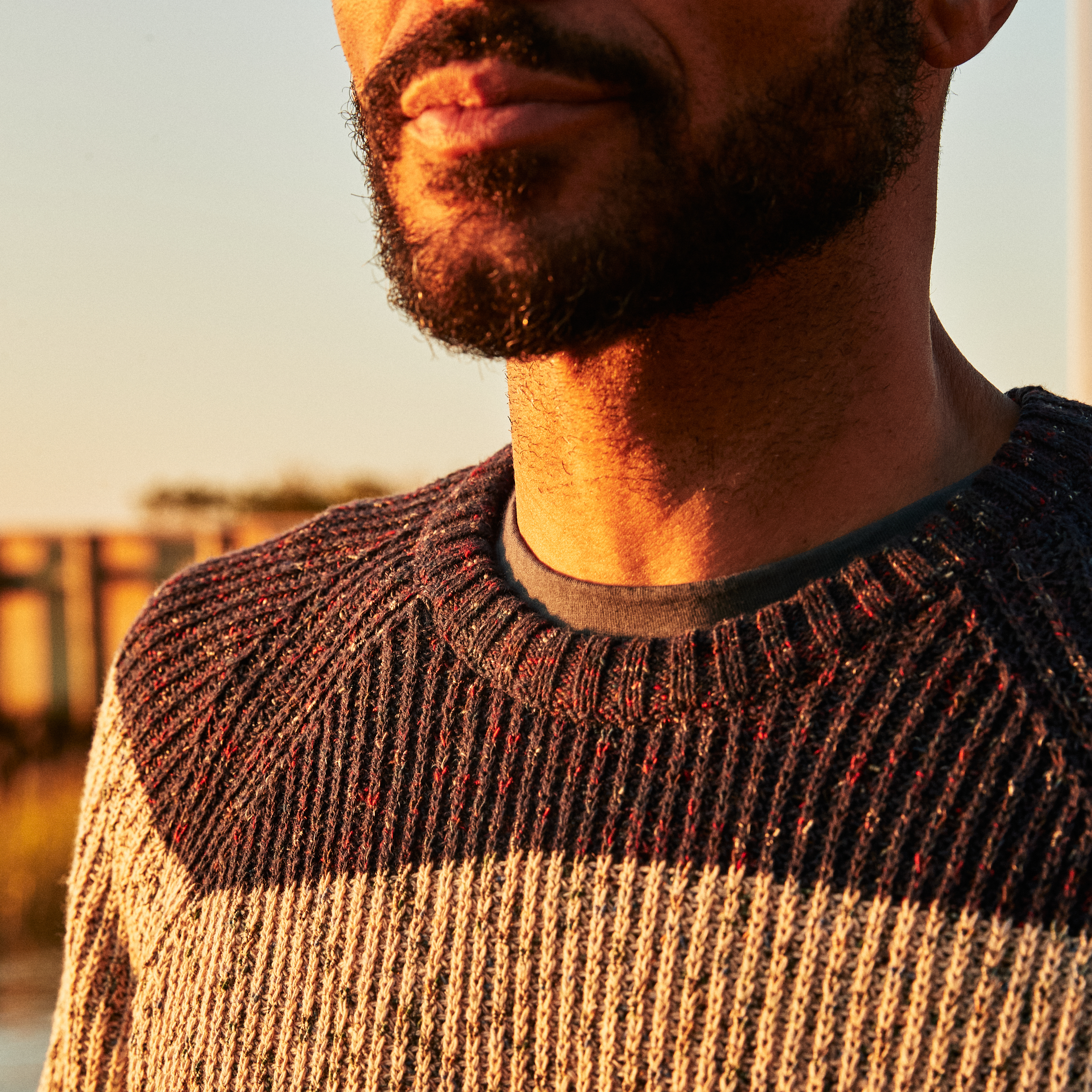 Wellen Recycled Cotton Ribbed Crewneck Sweater - Navy Natural