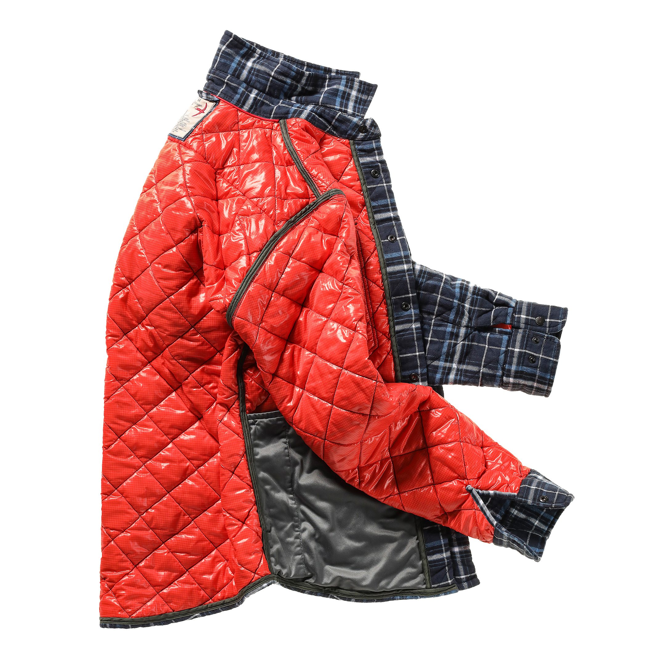 Relwen Quilted Flannel Shirt Jacket - Navy/Black/Blue Plaid