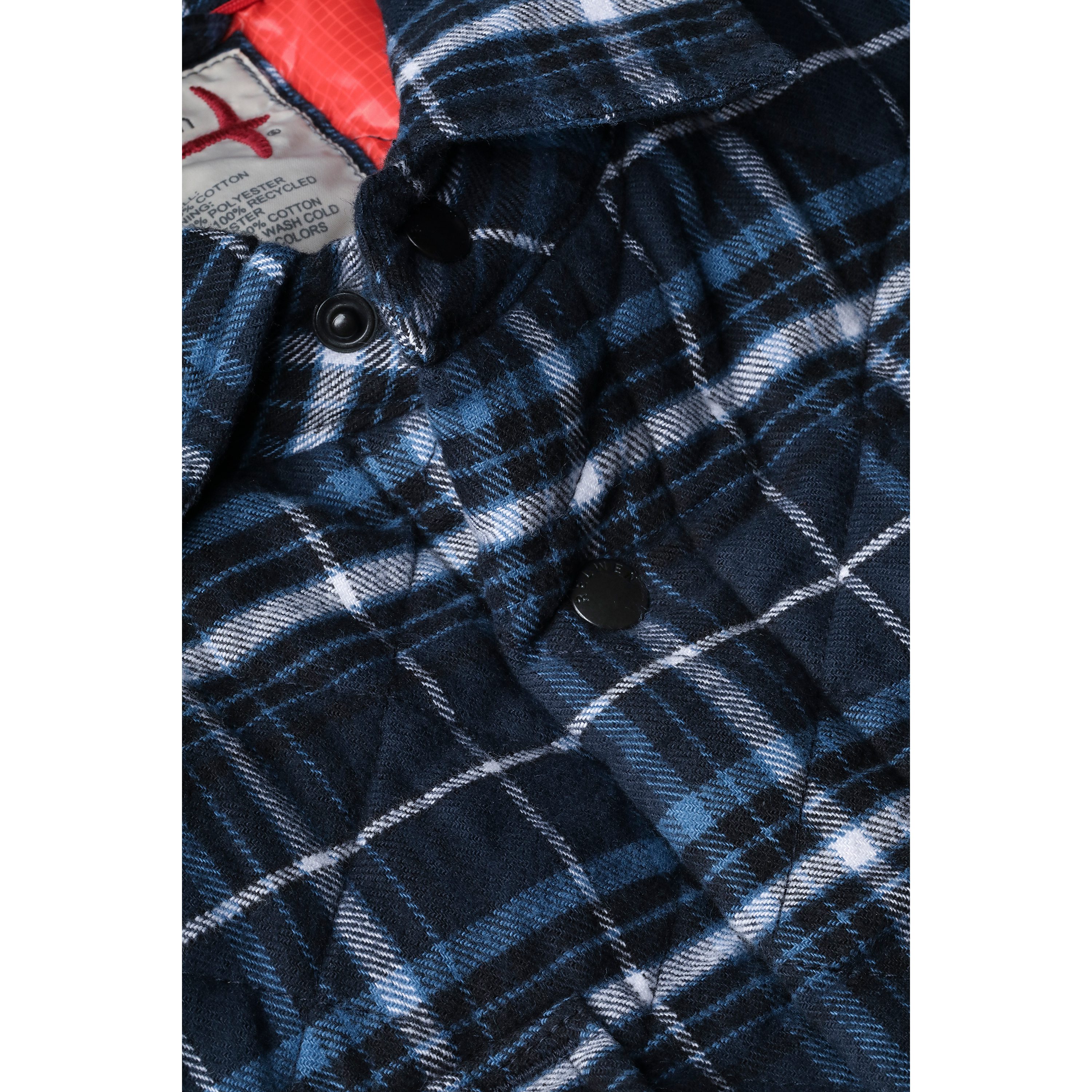 Relwen Quilted Flannel Shirt Jacket - Navy/Black/Blue Plaid