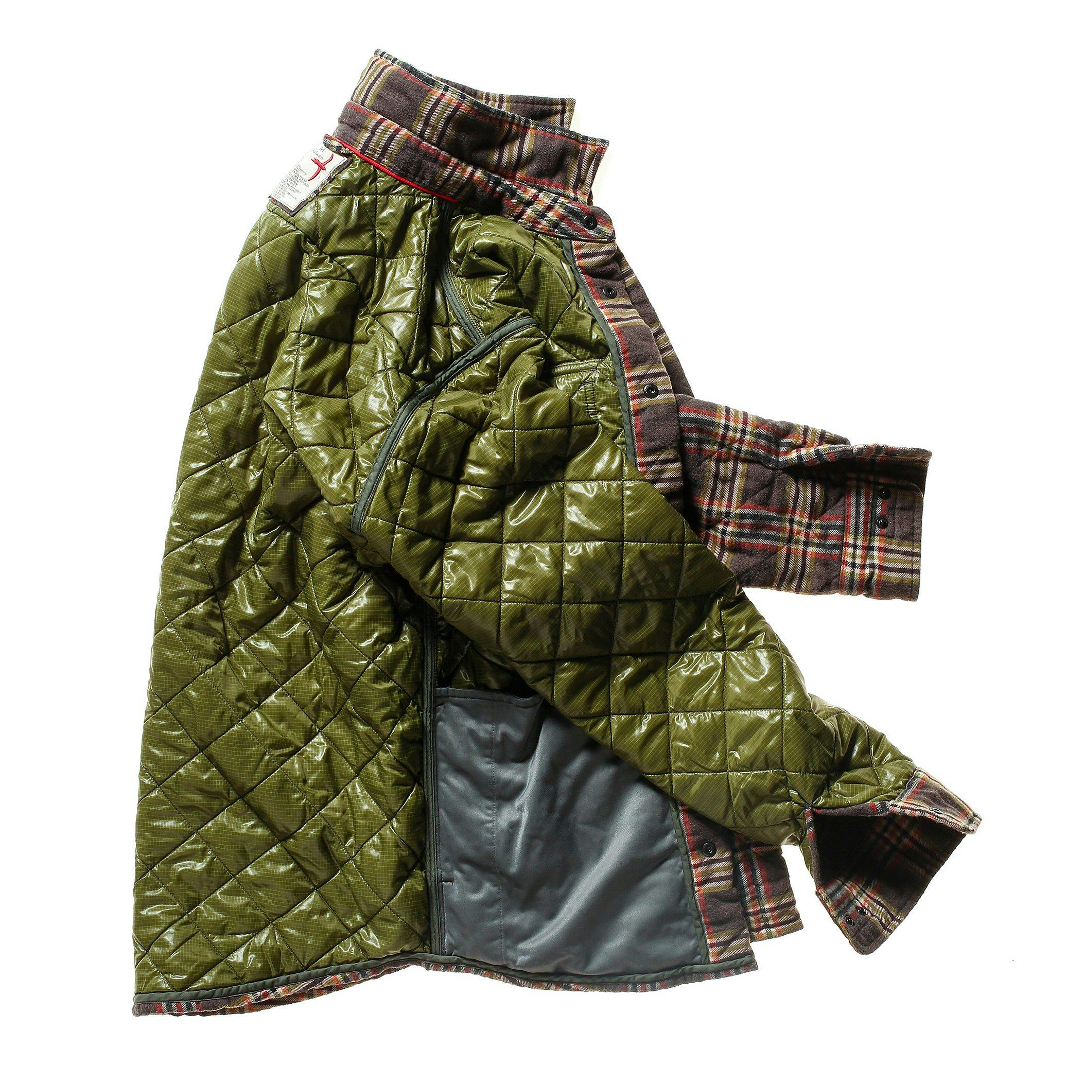 Relwen Quilted Flannel Shirt Jacket in Char / Brown