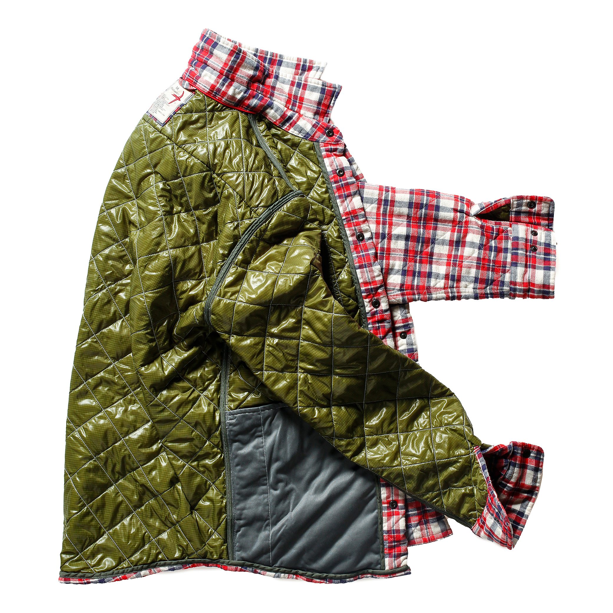 Relwen Quilted Flannel Shirt Jacket - White/Red/Blue Plaid | Shirt