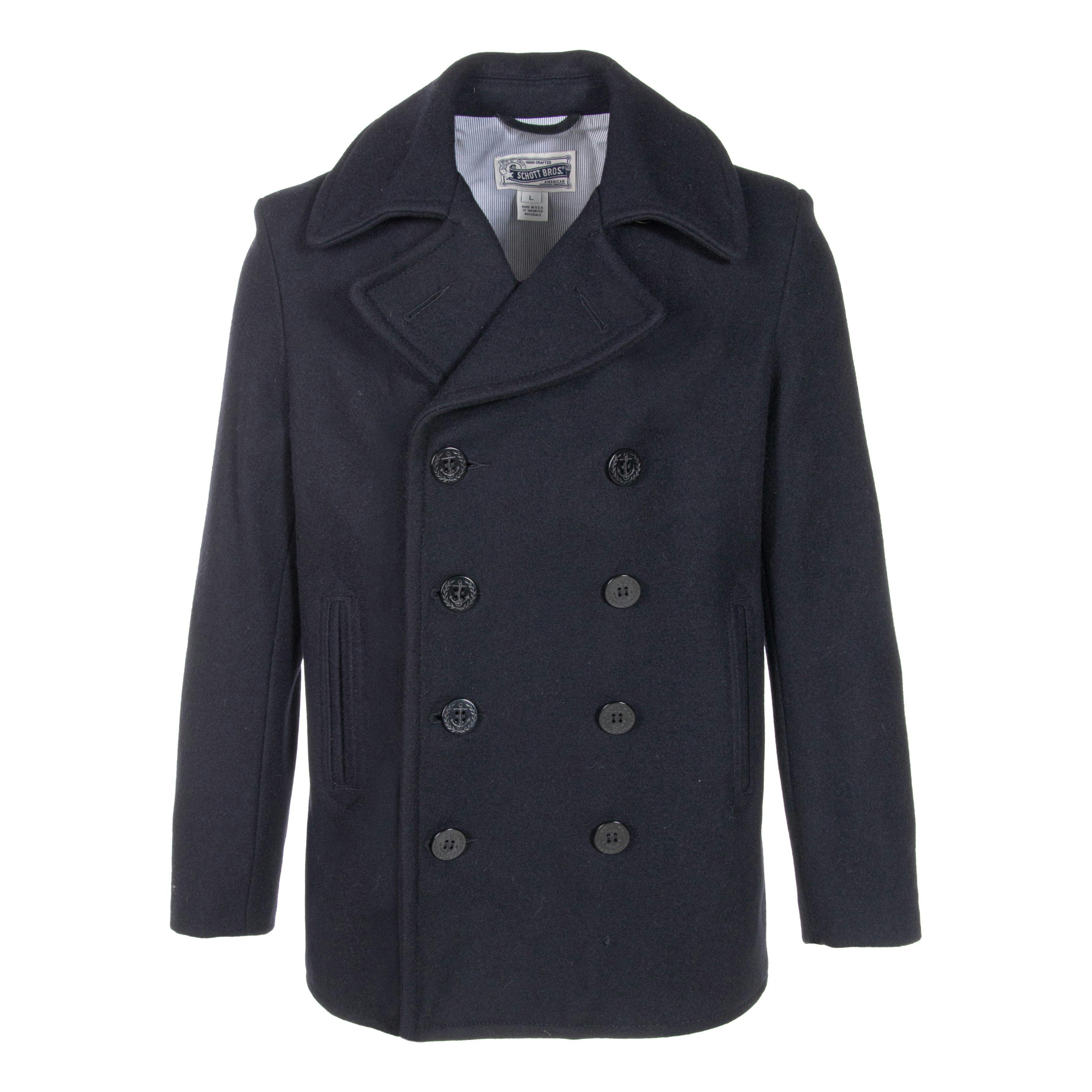 Schott Double-Breasted Tailored Peacoat