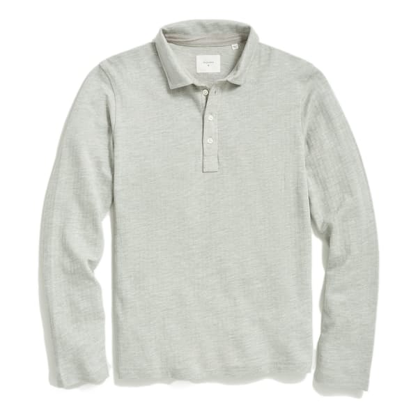Billy Reid Long Sleeve Herringbone Polo - Light Grey | Polo Shirts |  Huckberry