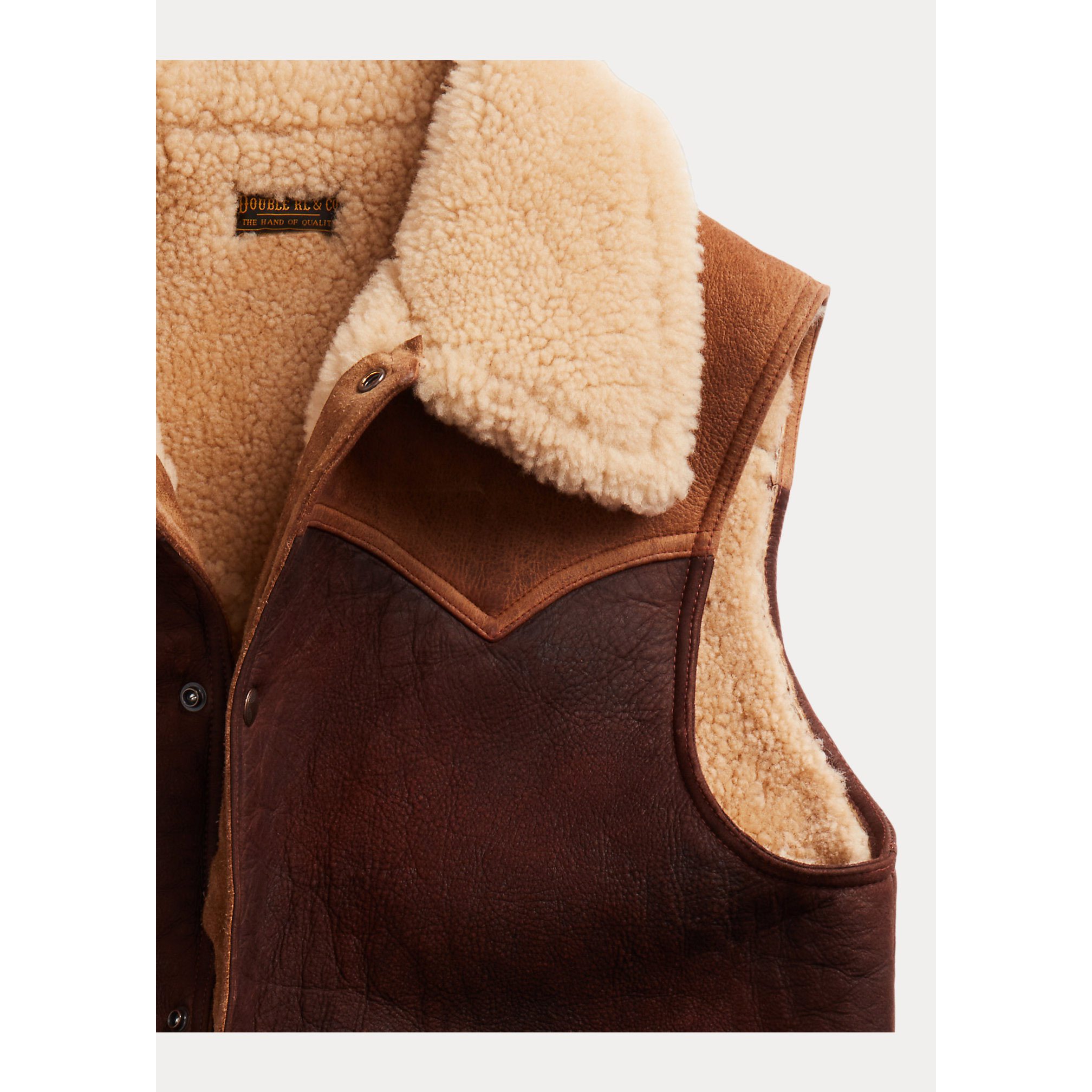 RRL Dalton Shearling Leather Vest - Brown | Vests | Huckberry
