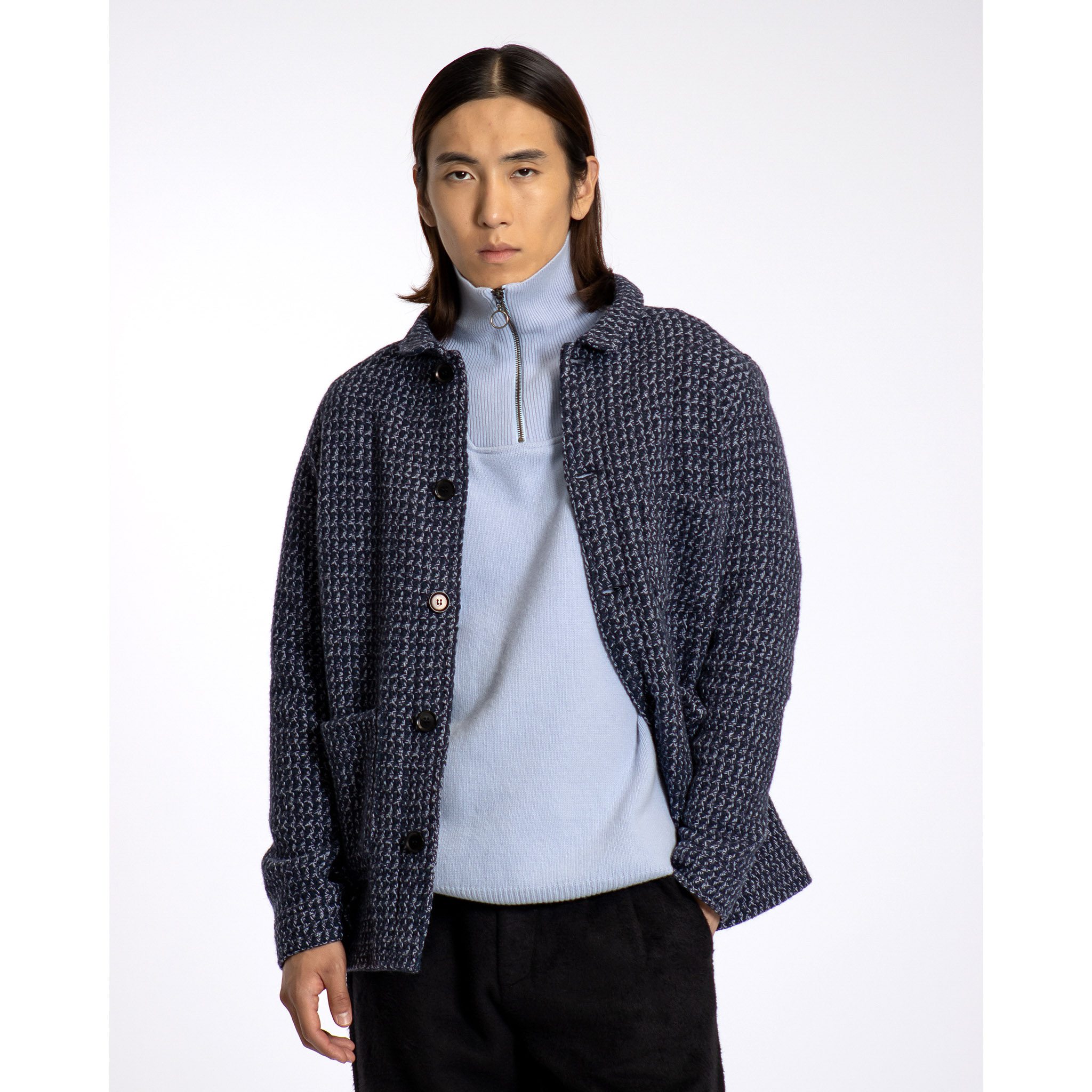 Far Afield Textured Jacquard Station Jacket - Meteorite Black