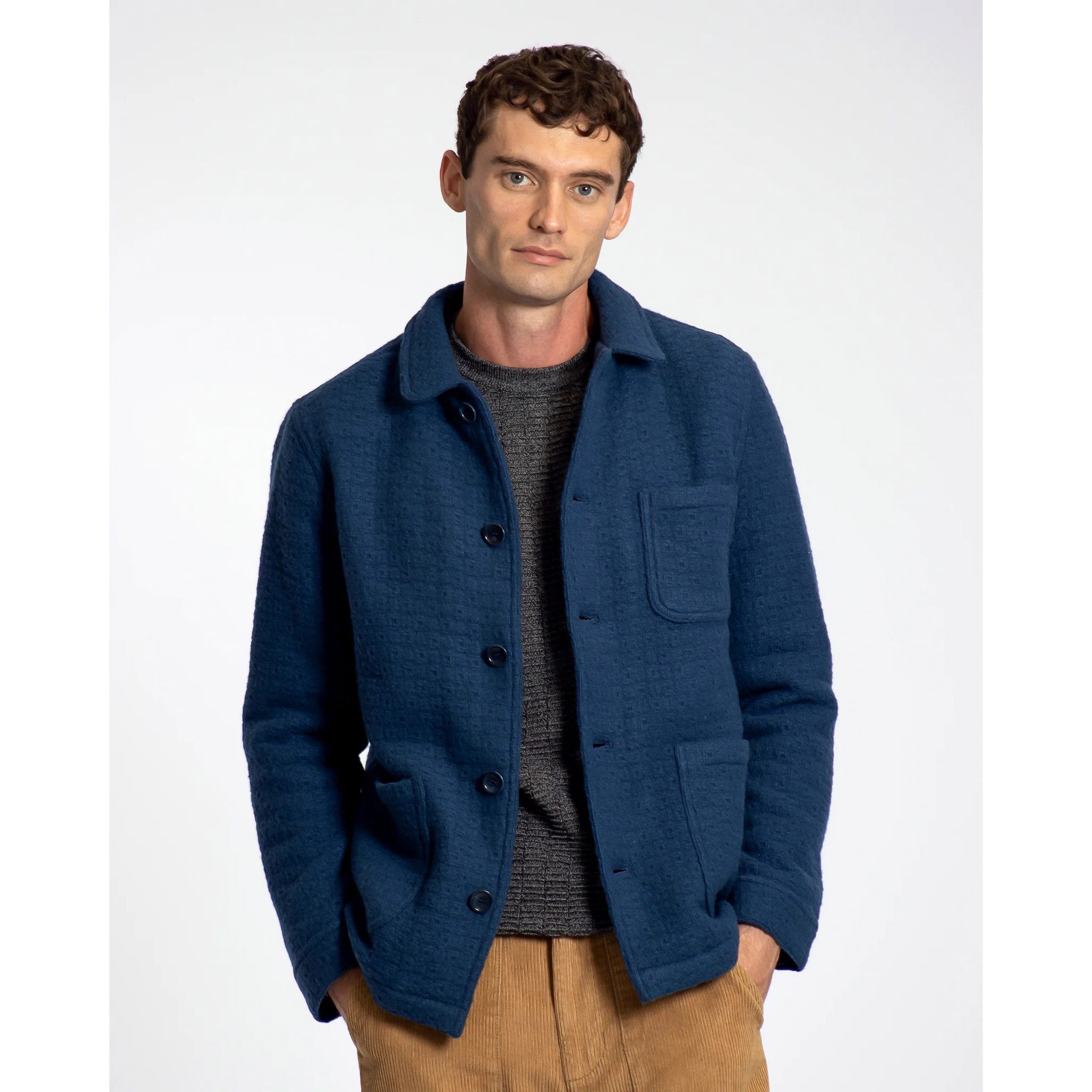 Far Afield Textured Jacquard Station Jacket - Insignia Blue