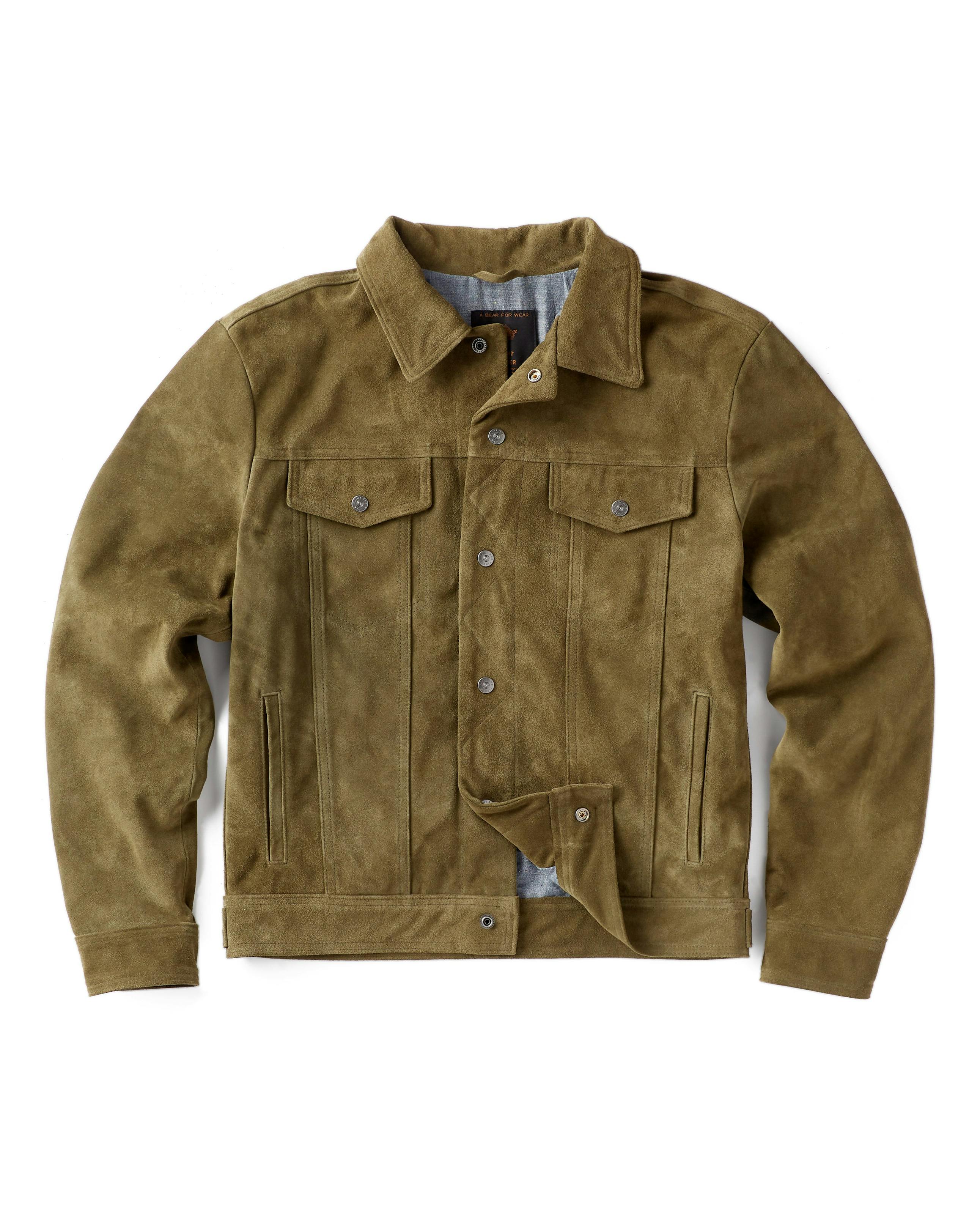 Flint and Tinder Golden Bear Suede Trucker Army Leather