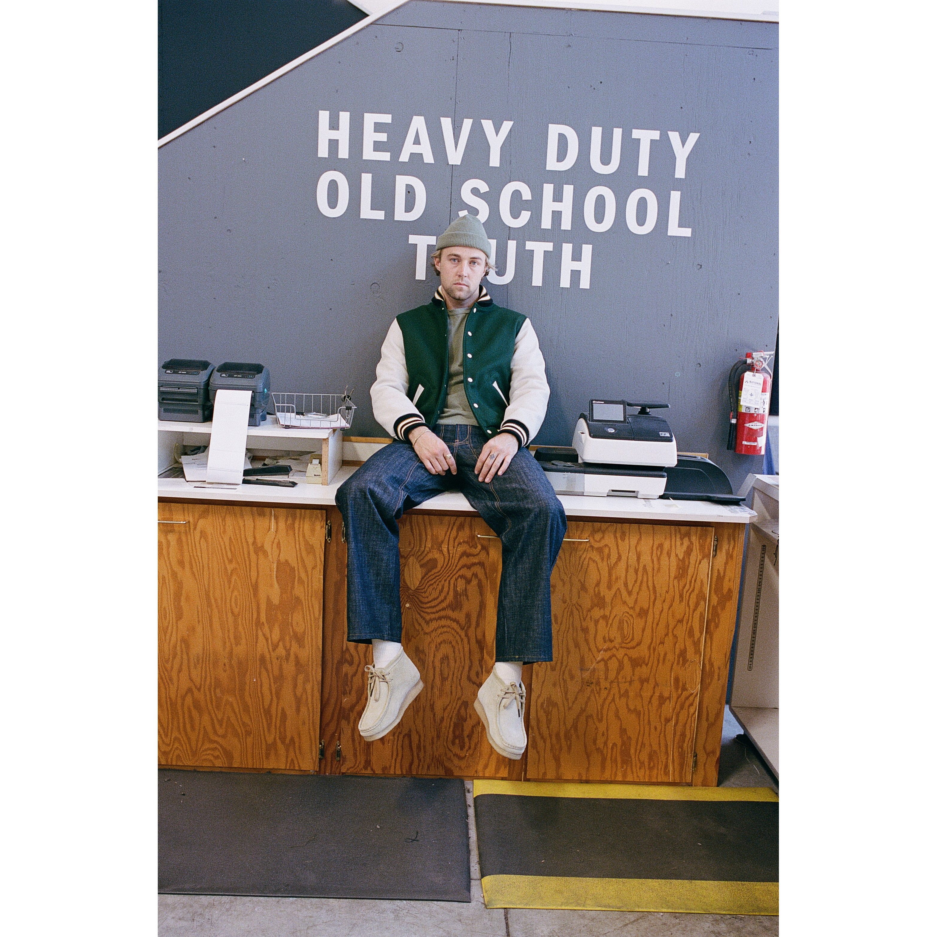 Dehen 1920 Leather and Wool-Blend Varsity Bomber Jacket - Pine