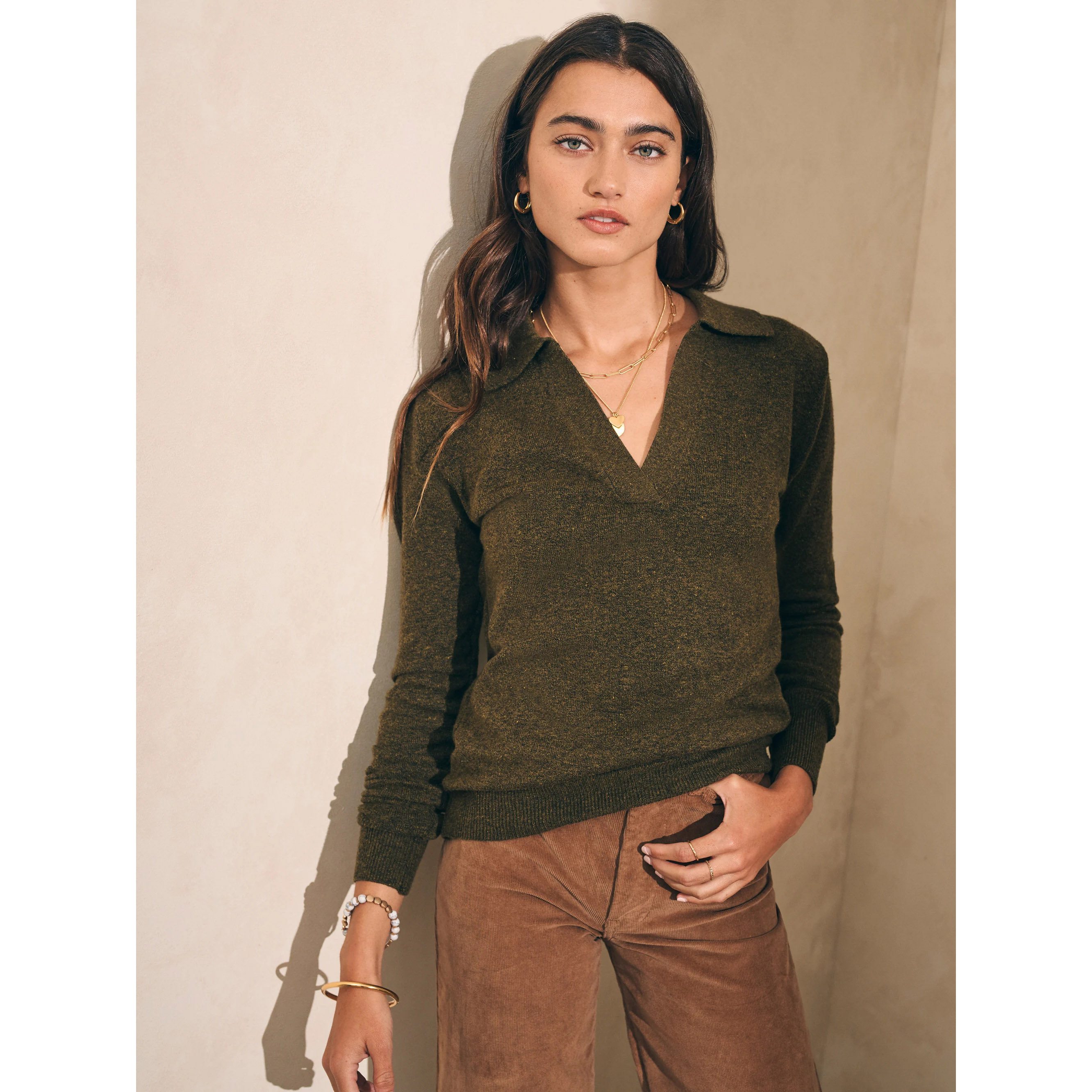 (取寄) ファリティ レディース ジャクソン セーター ポロ Faherty women Jackson Sweater Polo Grey Heather Jackson Sweater Polo - Grey Heather | Faherty Brand