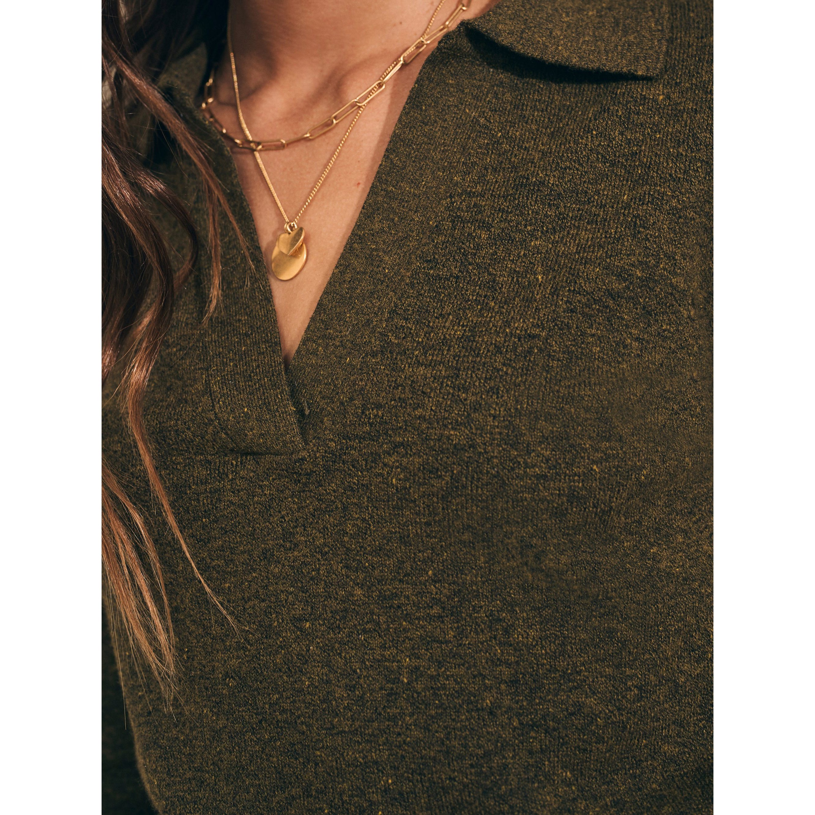 Faherty Brand Women's Jackson Sweater Polo - Olive Heather