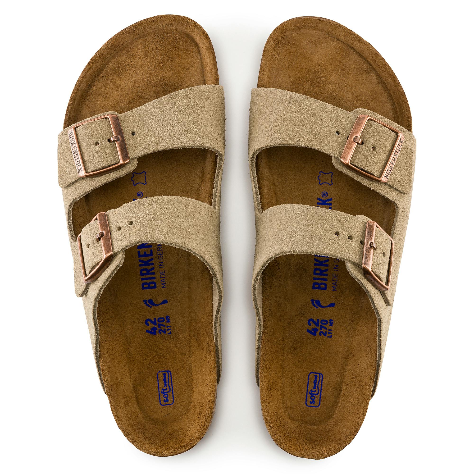 Birkenstock Taupe Suede Soft Footbed Arizona Sandals